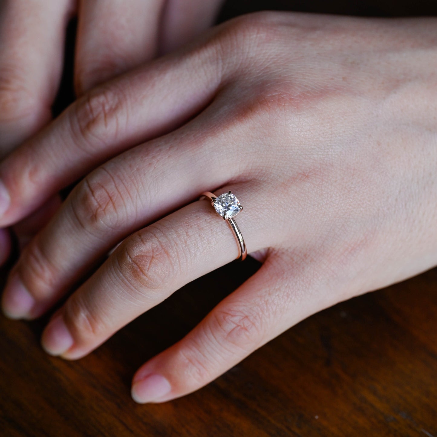 CausYou cushion cut moissanite engagement ring CausYou Solid Gold Cushion Cut Moissanite Engagement Ring, Solitaire Wedding Ring for Women
