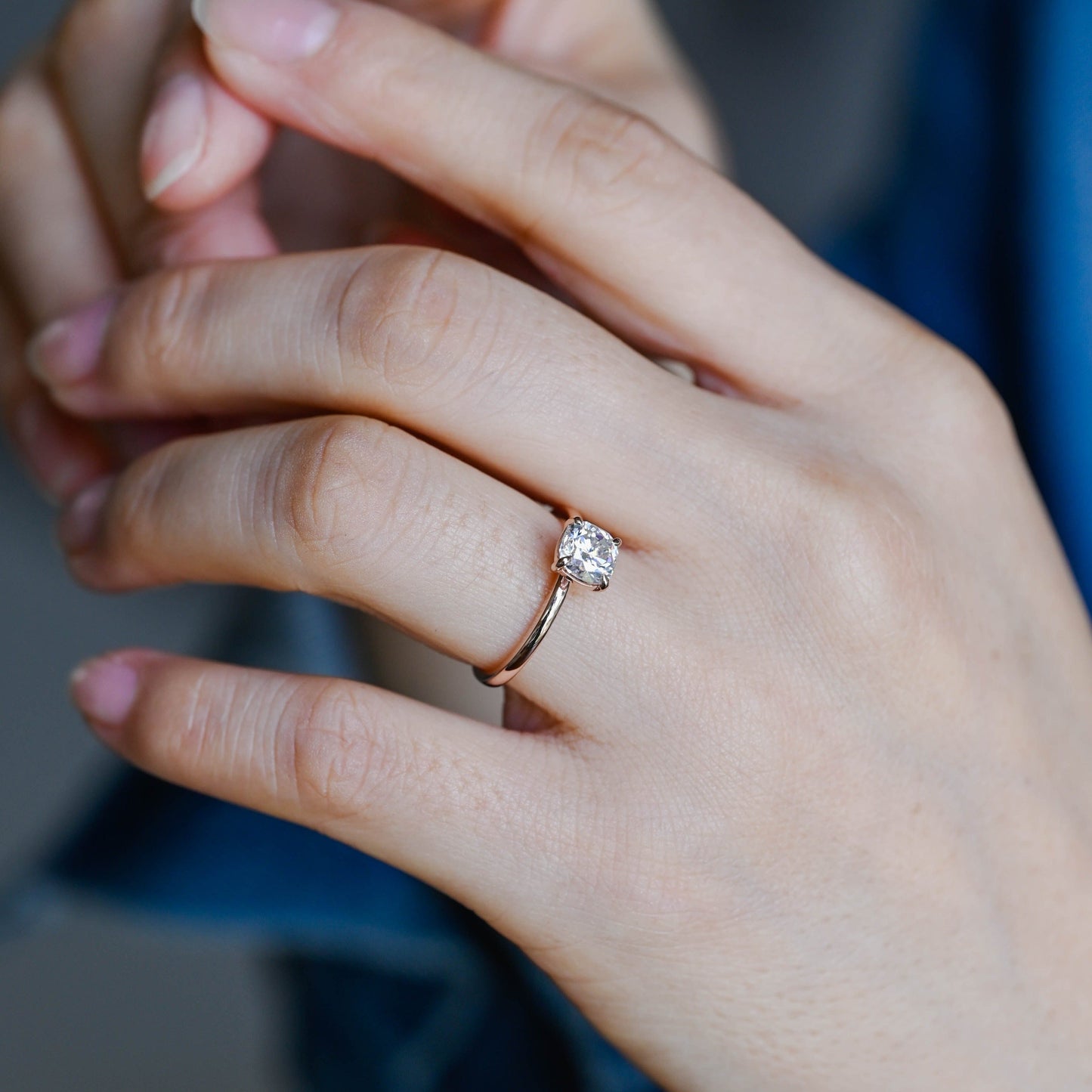 CausYou cushion cut moissanite engagement ring CausYou Solid Gold Cushion Cut Moissanite Engagement Ring, Solitaire Wedding Ring for Women