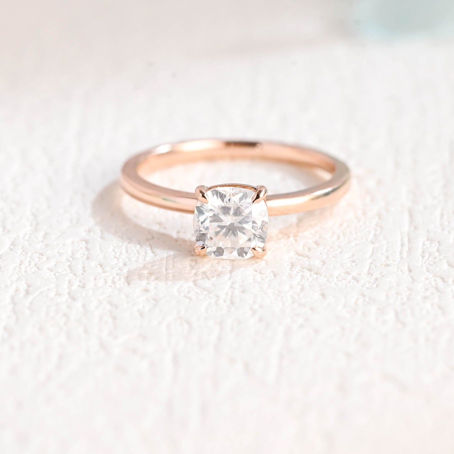 CausYou cushion cut moissanite engagement ring CausYou Solid Gold Cushion Cut Moissanite Engagement Ring, Solitaire Wedding Ring for Women