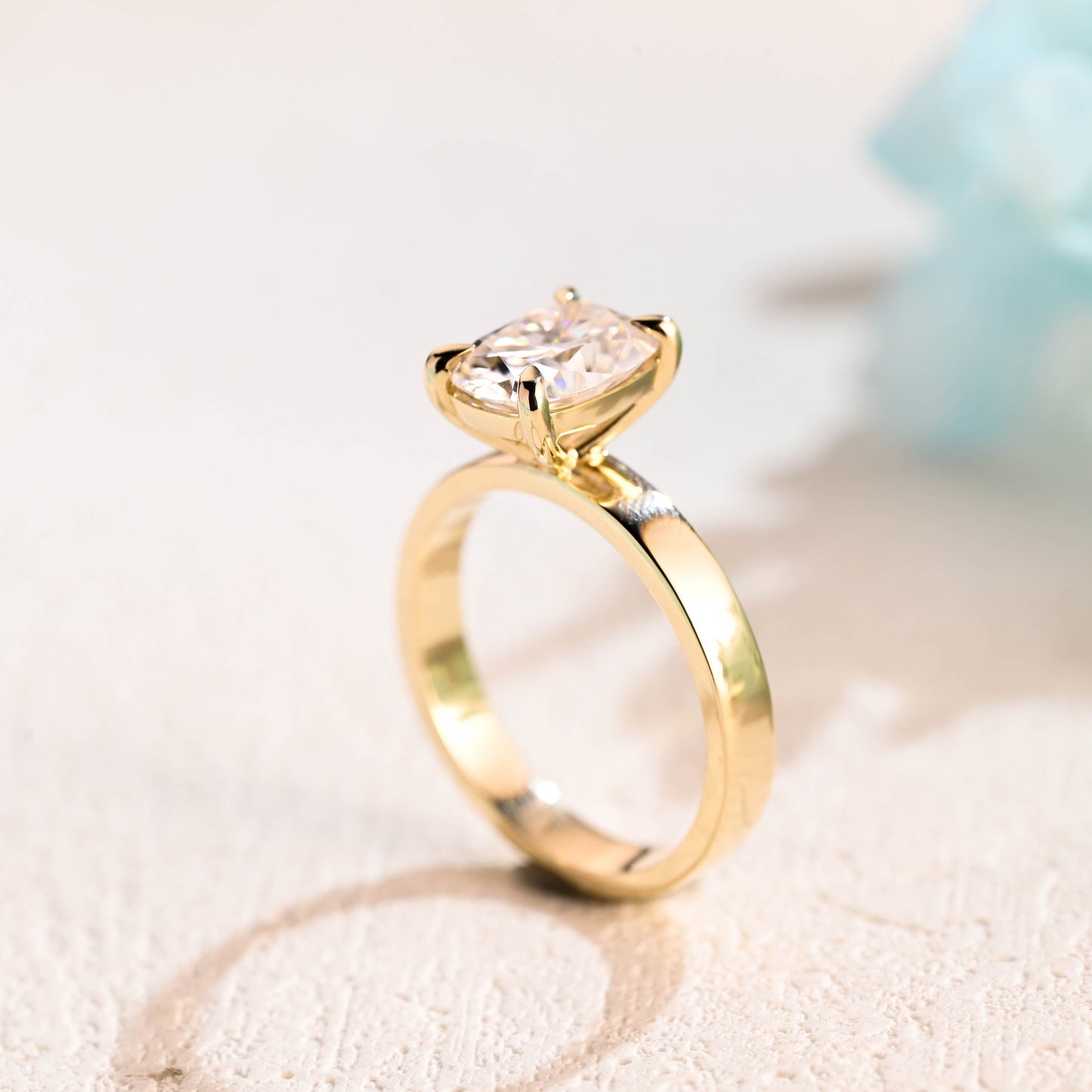 CausYou cushion cut moissanite engagement ring CausYou Solid Gold Elongated Cushion Cut Moissanite Engagement Ring, Promise Ring, Proposal Ring, Gift for Woman, Wife