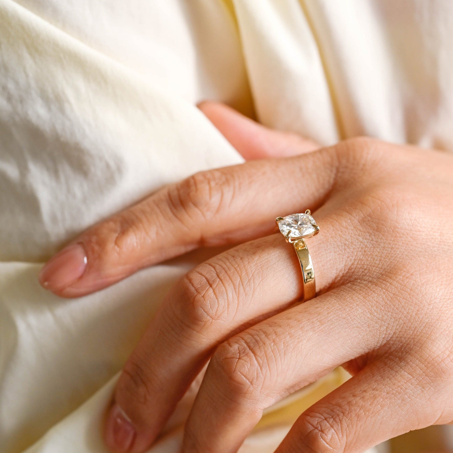 CausYou cushion cut moissanite engagement ring CausYou Solid Gold Elongated Cushion Cut Moissanite Engagement Ring, Promise Ring, Proposal Ring, Gift for Woman, Wife