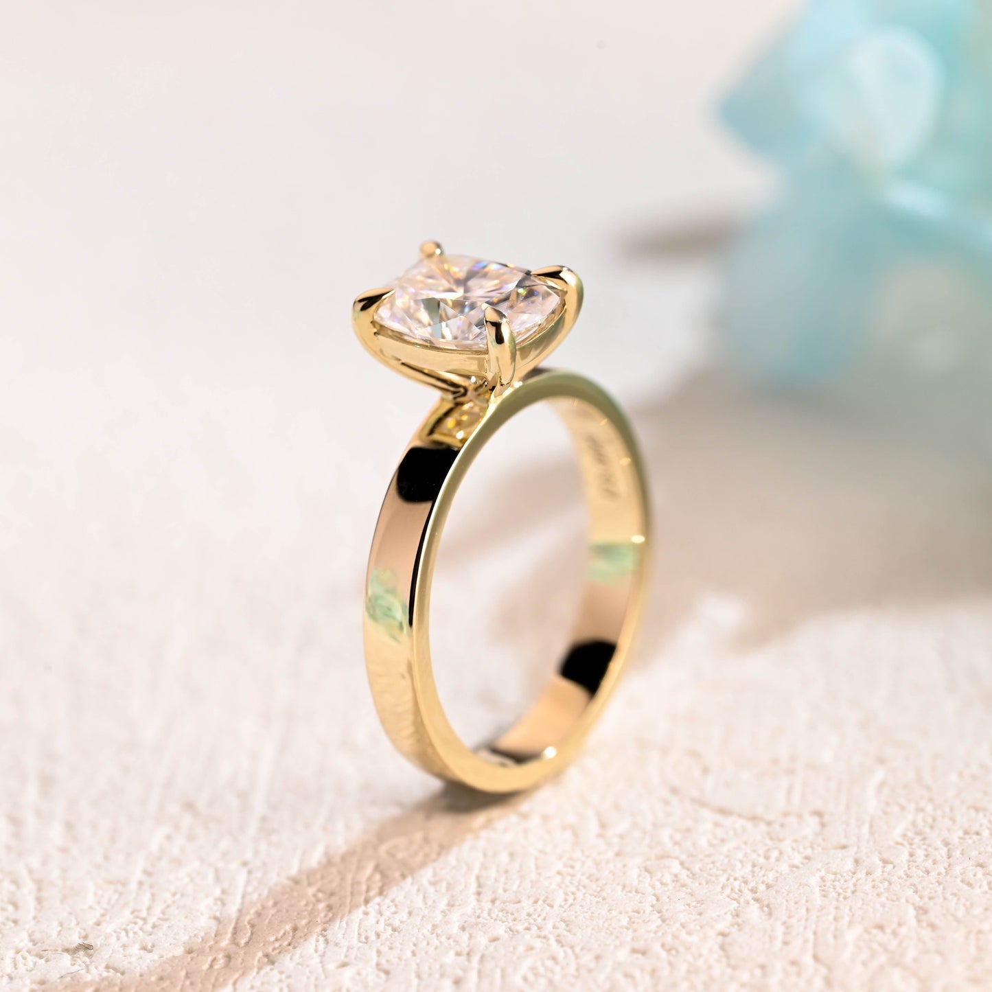 CausYou cushion cut moissanite engagement ring CausYou Solid Gold Elongated Cushion Cut Moissanite Engagement Ring, Promise Ring, Proposal Ring, Gift for Woman, Wife