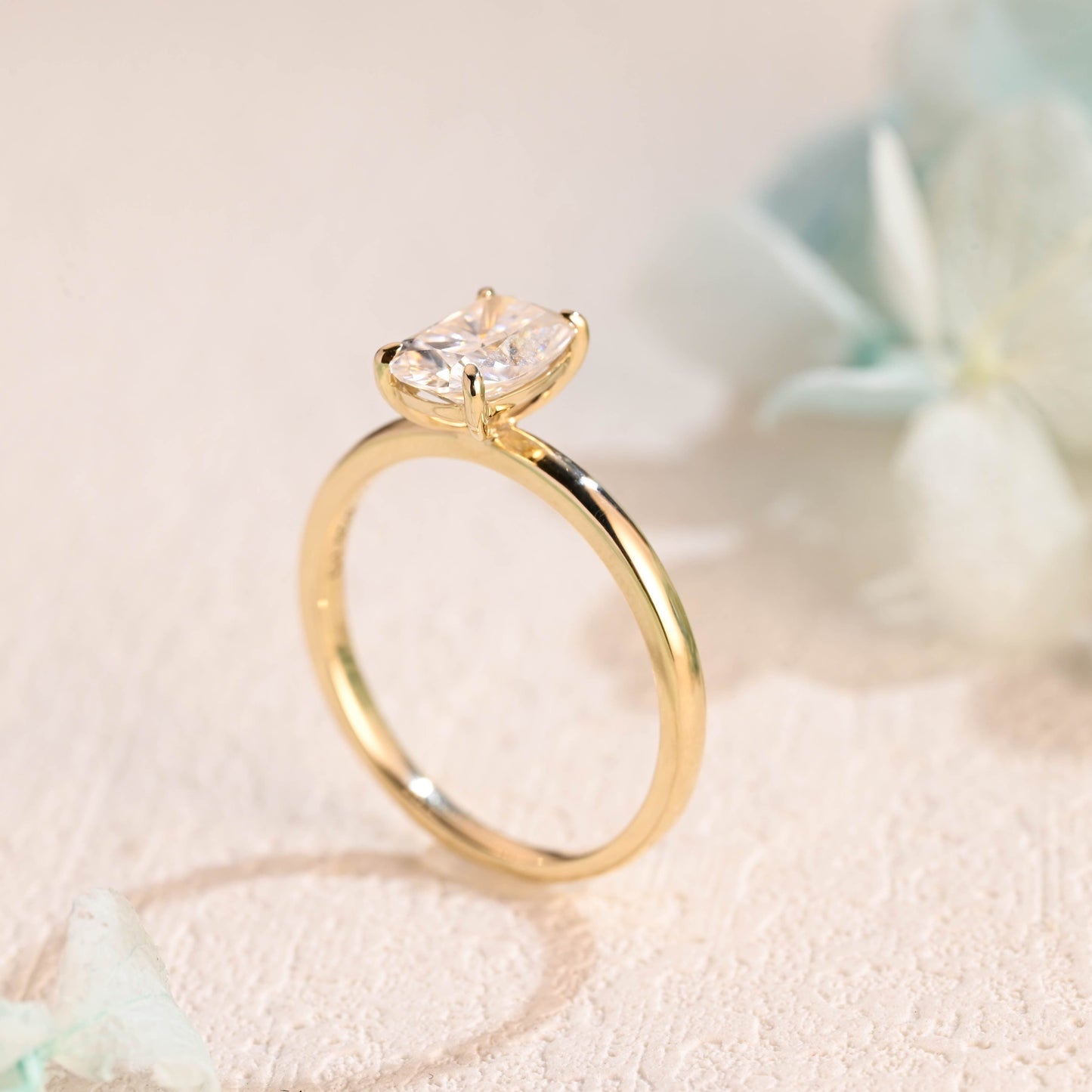 CausYou cushion cut moissanite engagement ring CausYou Solid Gold Elongated Cushion Cut Moissanite Engagement Ring, Solitaire Wedding Ring, Promise Ring Proposal Ring, Gift for Women Wife