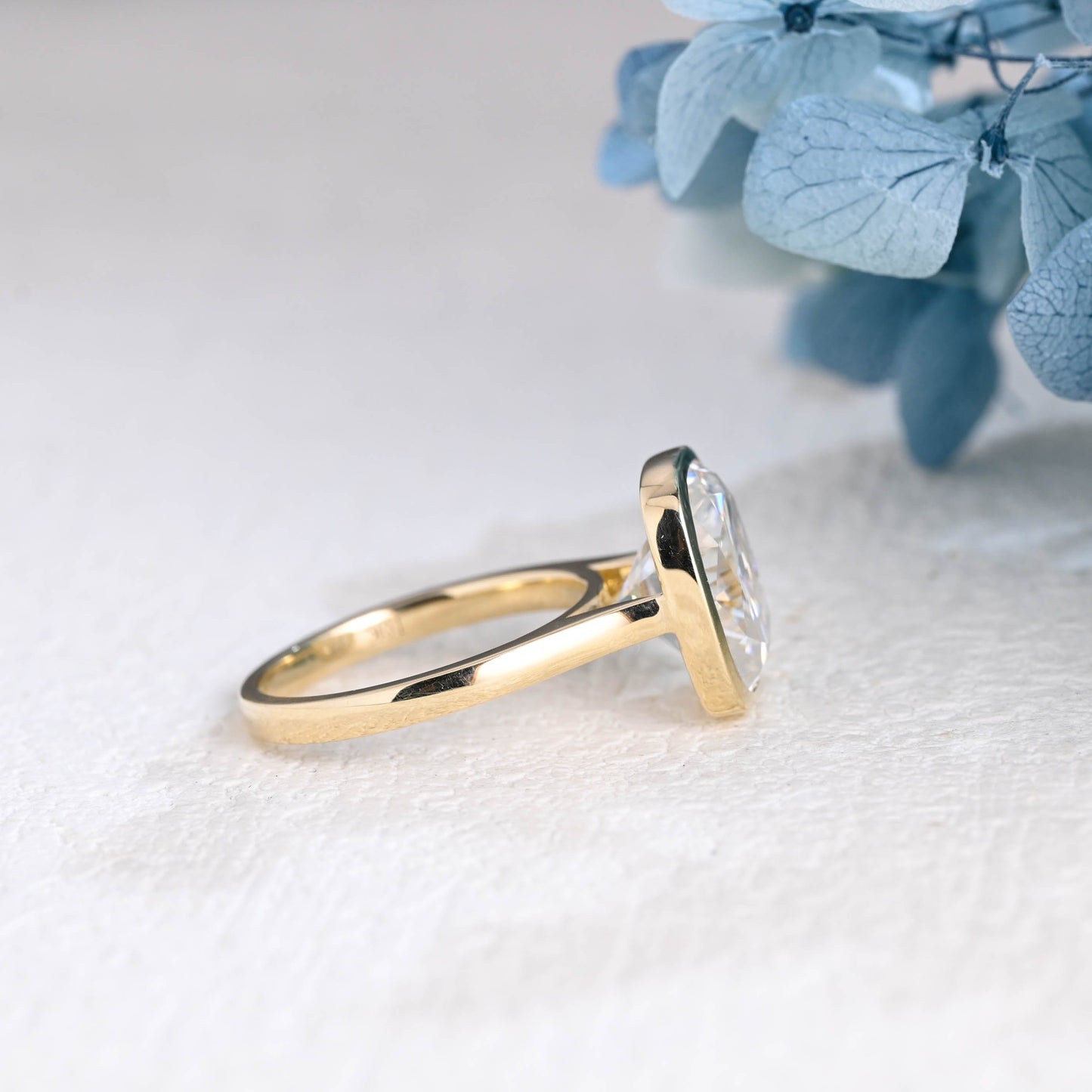 CausYou cushion cut moissanite engagement ring Solid Gold Bezel Elongated Cushion Cut Moissanite Engagement Ring
