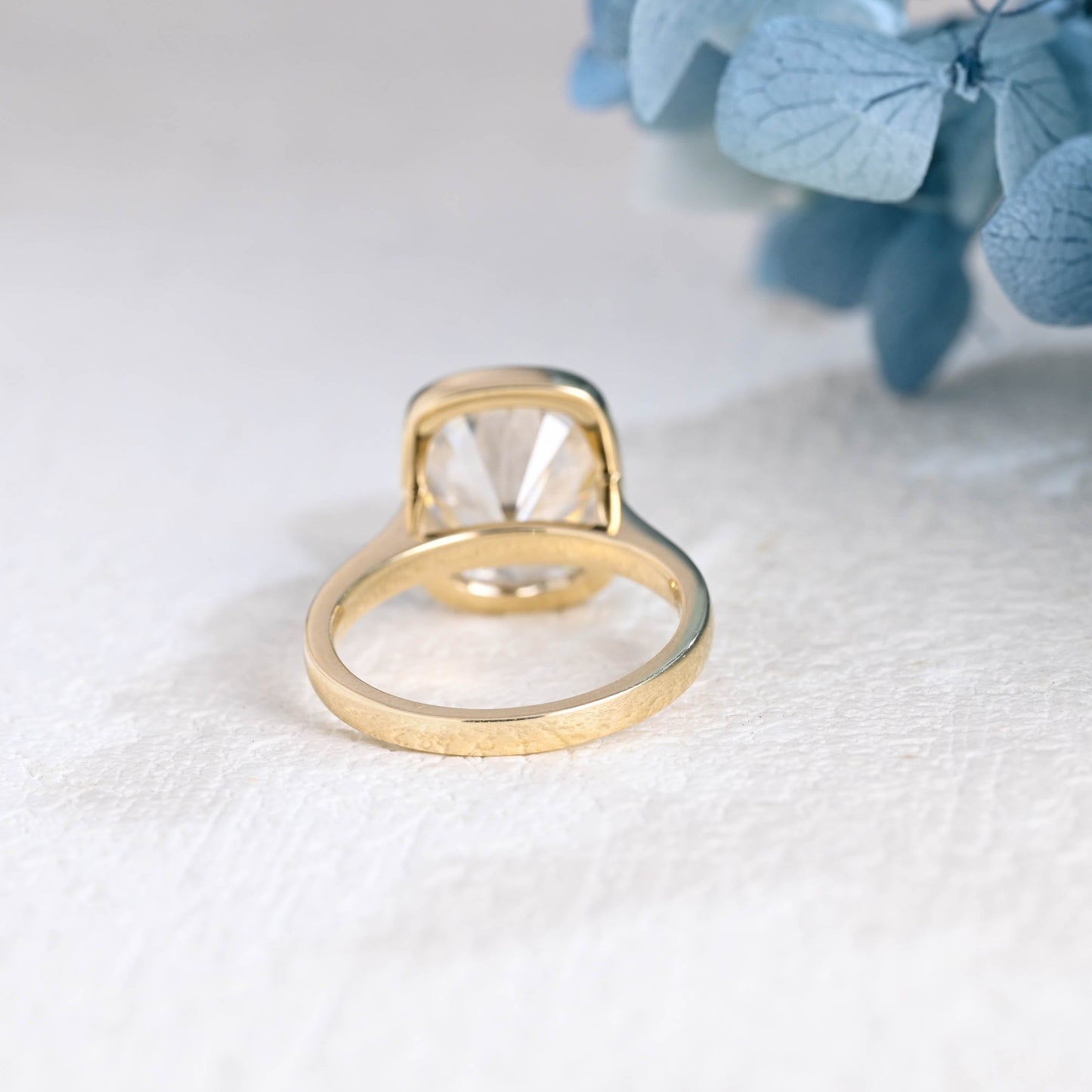 CausYou cushion cut moissanite engagement ring Solid Gold Bezel Elongated Cushion Cut Moissanite Engagement Ring