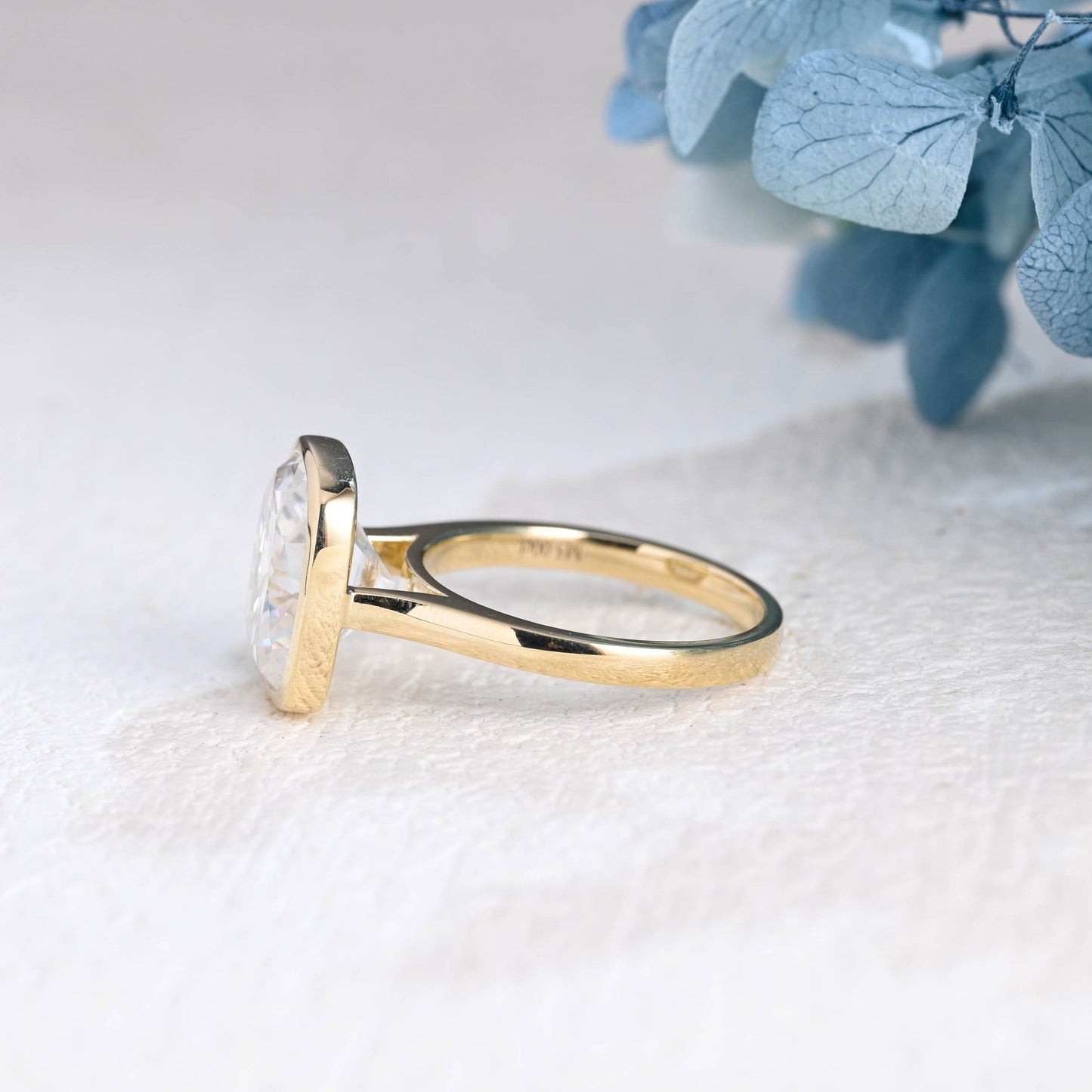 CausYou cushion cut moissanite engagement ring Solid Gold Bezel Elongated Cushion Cut Moissanite Engagement Ring