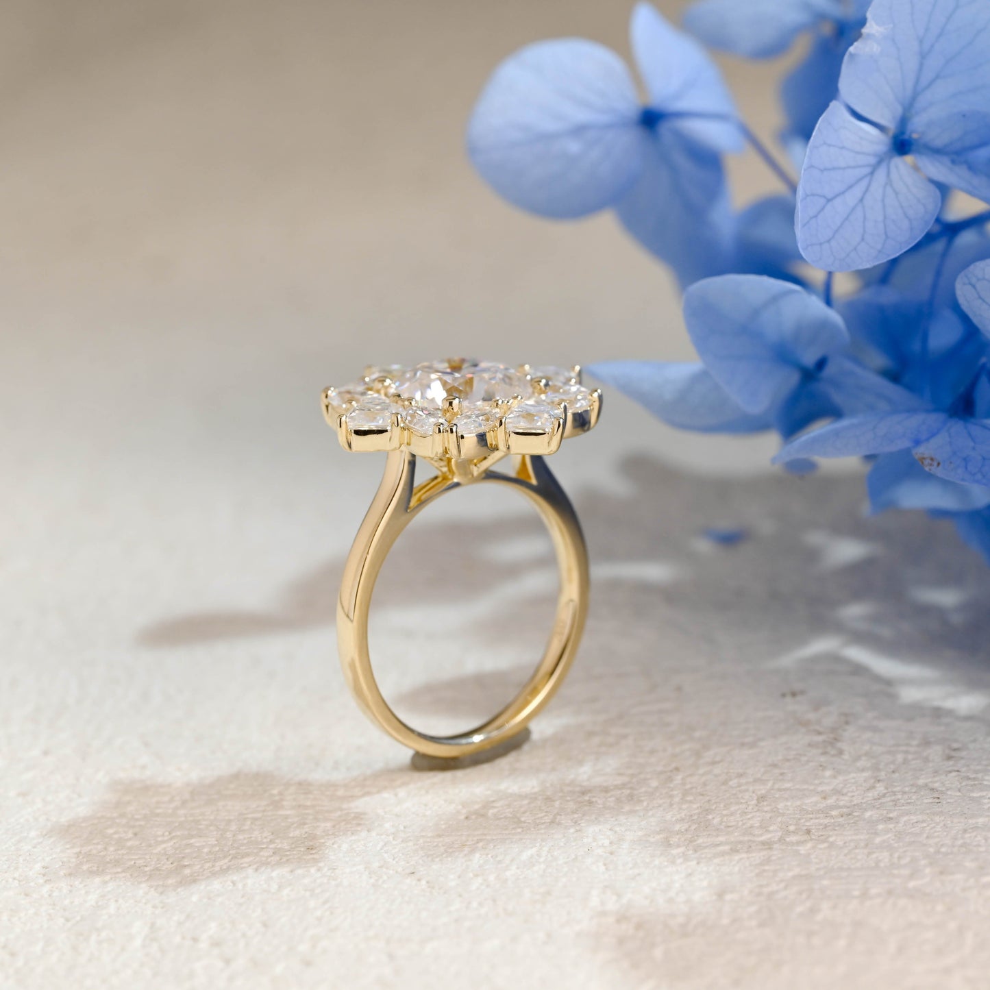 CausYou cushion cut moissanite engagement ring Solid Gold Cluster Cushion Cut Moissanite Engagement Ring