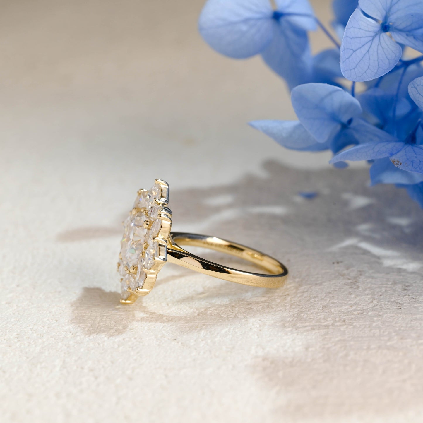 CausYou cushion cut moissanite engagement ring Solid Gold Cluster Cushion Cut Moissanite Engagement Ring