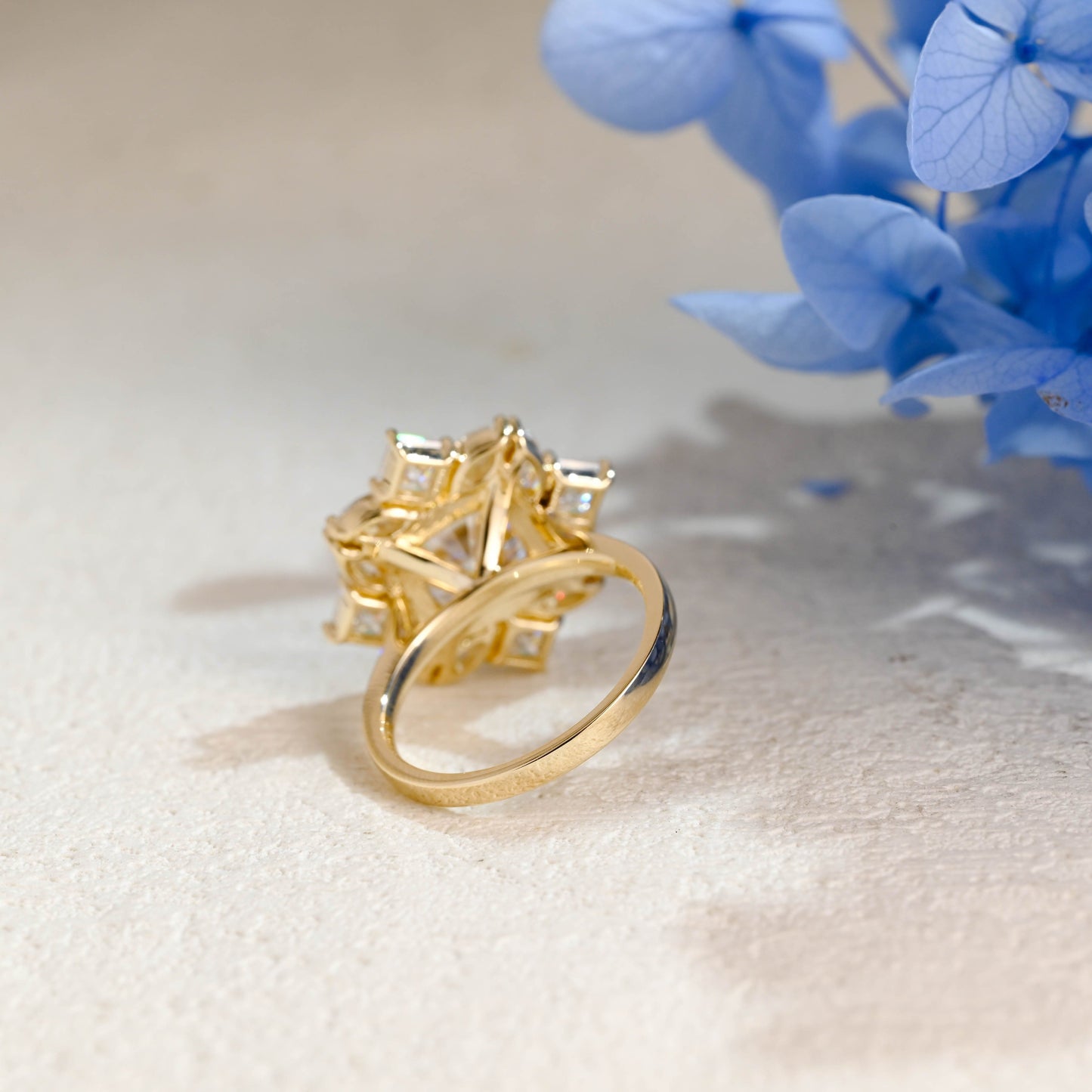 CausYou cushion cut moissanite engagement ring Solid Gold Cluster Cushion Cut Moissanite Engagement Ring