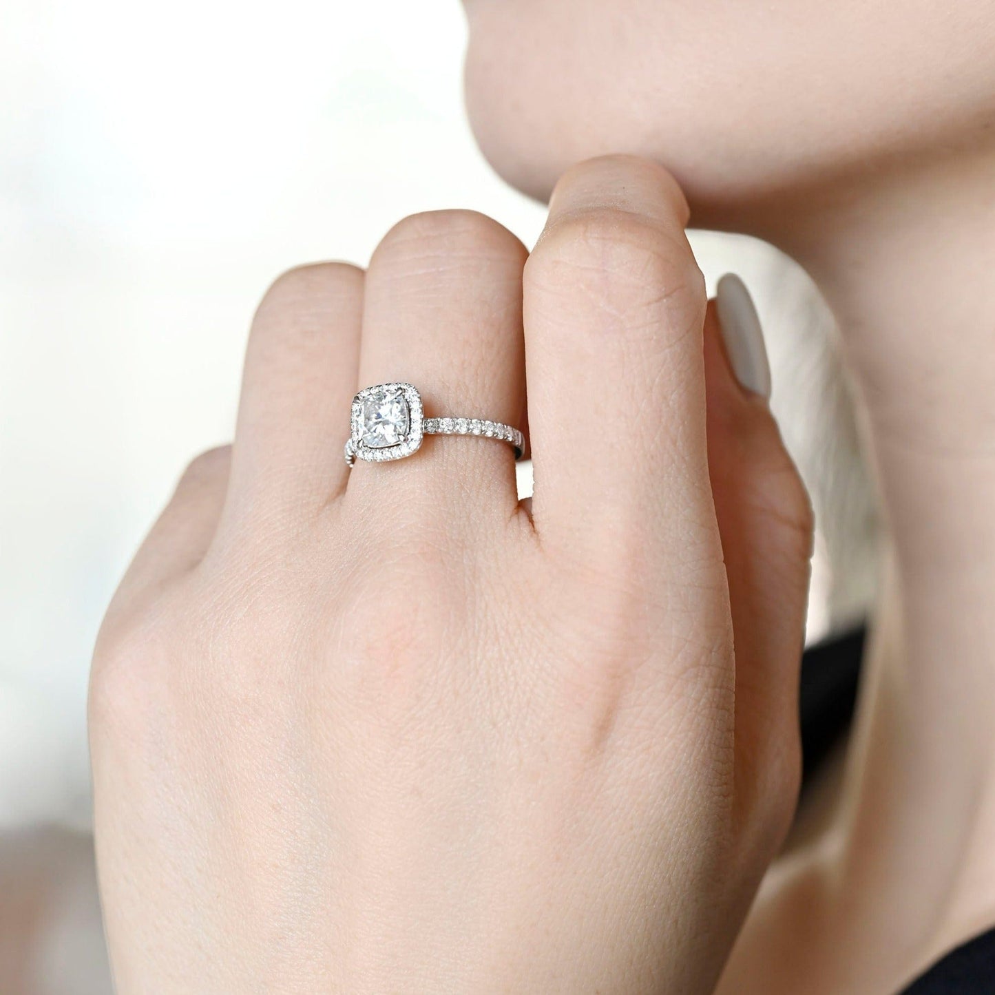 CausYou cushion cut moissanite engagement ring Solid Gold Cushion Cut Moissanite Engagement Ring, Promise Ring, Proposal Ring for Women Wife