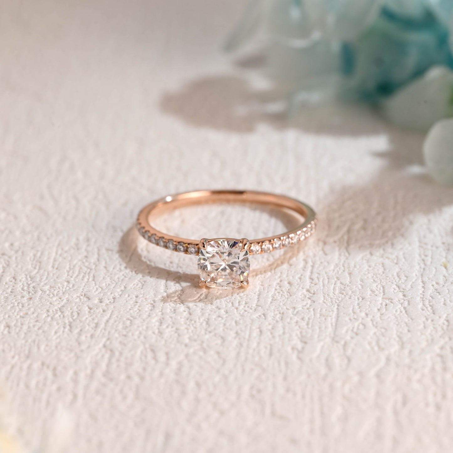 CausYou cushion cut moissanite engagement ring Solid Gold Cushion Cut Moissanite Engagement Ring, Promise Ring, Proposal Ring, Gift for Women Wife