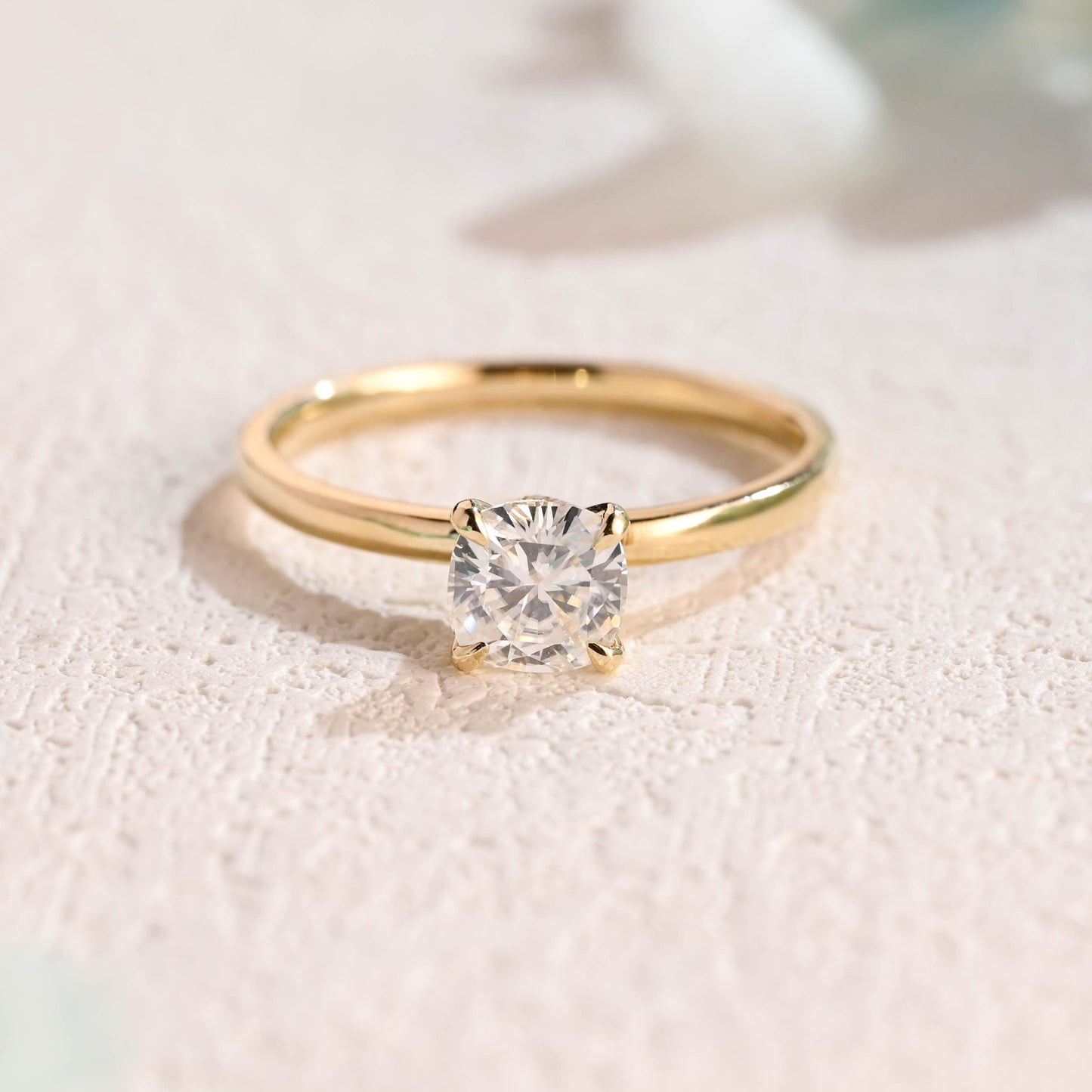 CausYou cushion cut moissanite engagement ring Solid Gold Cushion Cut Moissanite Engagement Ring, Promise Ring, Proposal Ring, Gift for Women Wife