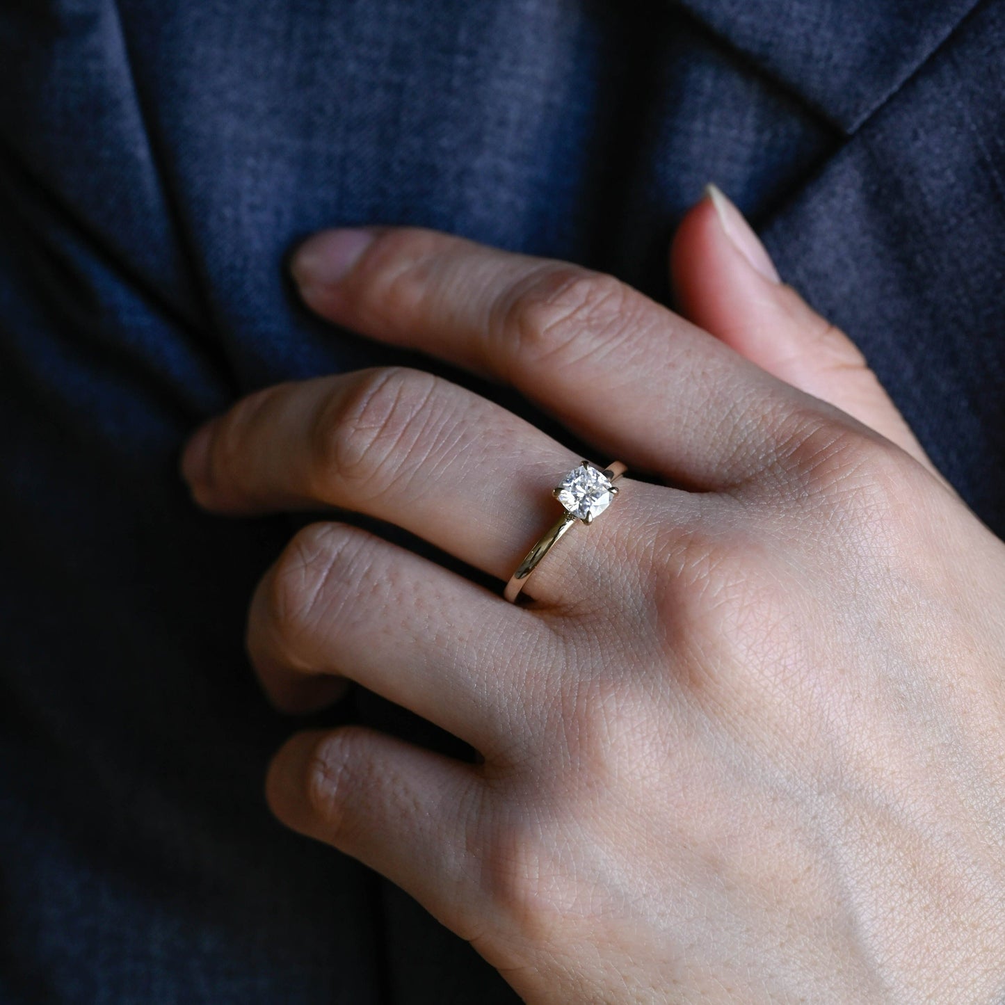 CausYou cushion cut moissanite engagement ring Solid Gold Cushion Cut Moissanite Engagement Ring, Promise Ring, Proposal Ring, Gift for Women Wife
