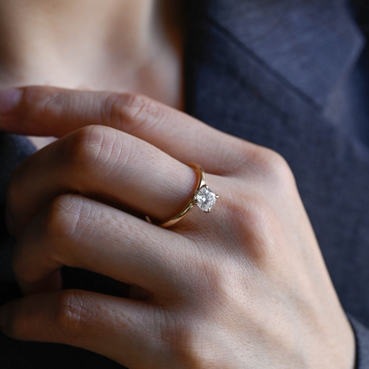 CausYou cushion cut moissanite engagement ring Solid Gold Cushion Cut Moissanite Engagement Ring, Promise Ring, Proposal Ring, Gift for Women Wife