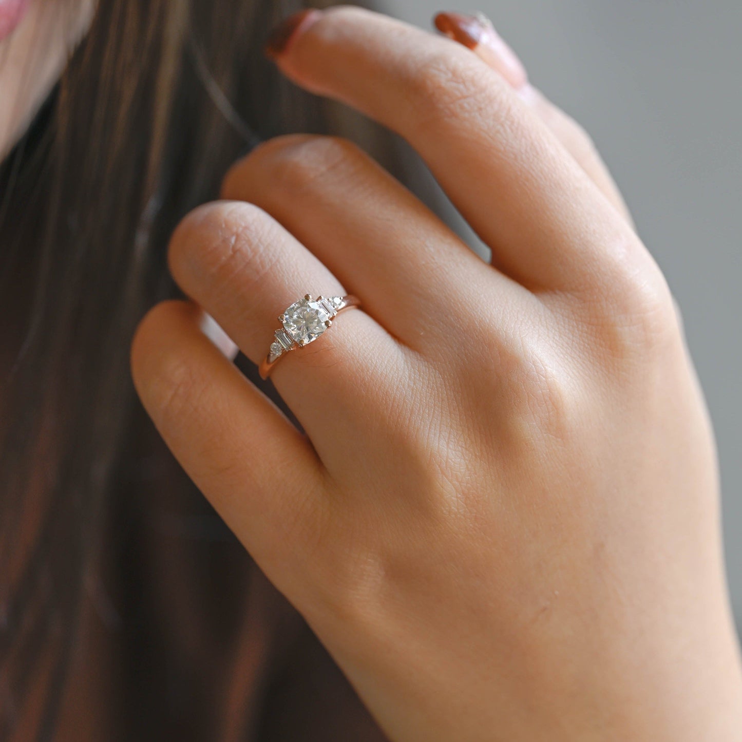 CausYou cushion cut moissanite engagement ring Solid Gold Cushion Cut Moissanite Engagement Ring, Promise Ring, Proposal Ring, Gift for Women Wife