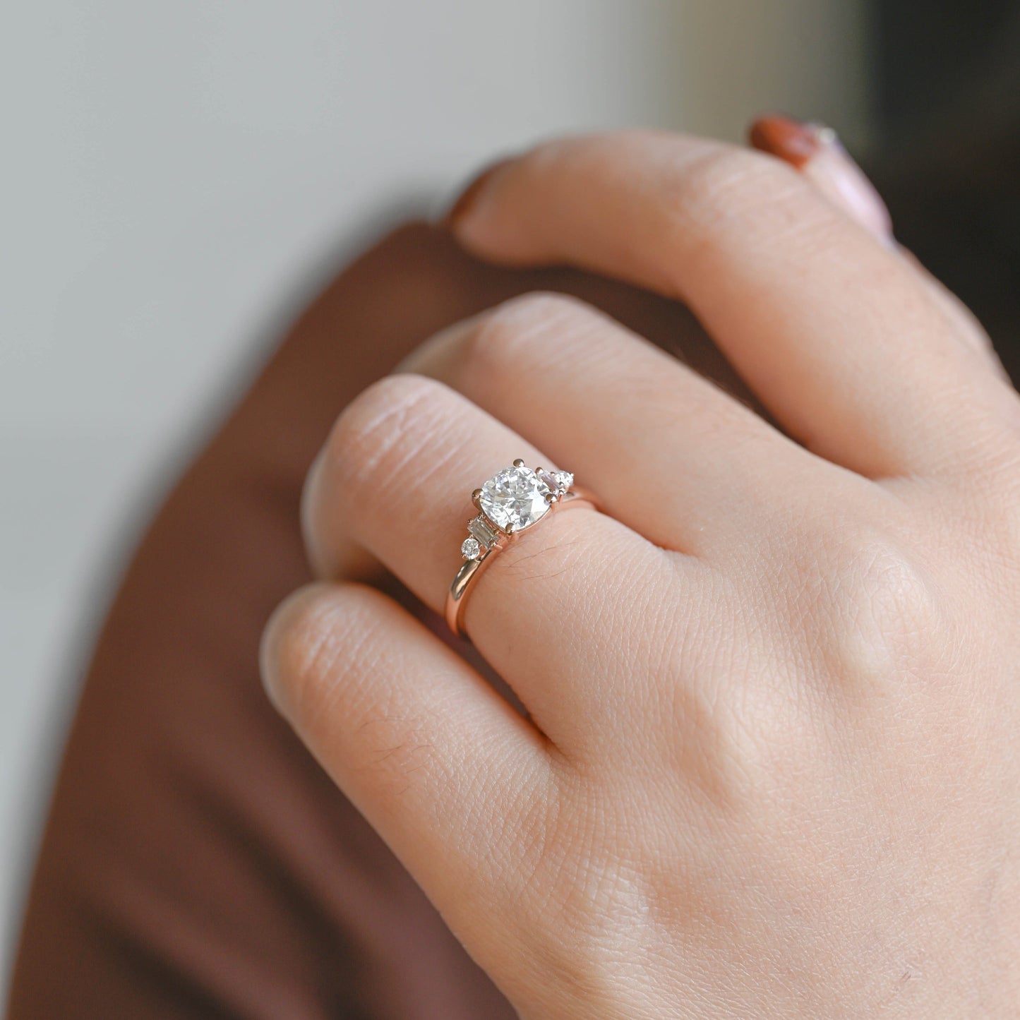 CausYou cushion cut moissanite engagement ring Solid Gold Cushion Cut Moissanite Engagement Ring, Promise Ring, Proposal Ring, Gift for Women Wife