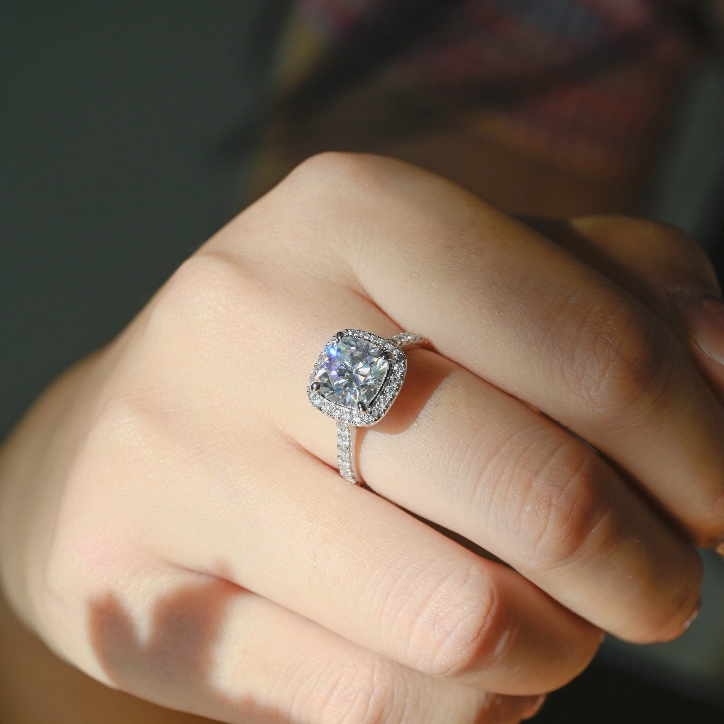 CausYou cushion cut moissanite engagement ring Solid Gold Cushion Cut Moissanite Engagement Ring, Promise Ring, Proposal Ring, Gift for Women Wife