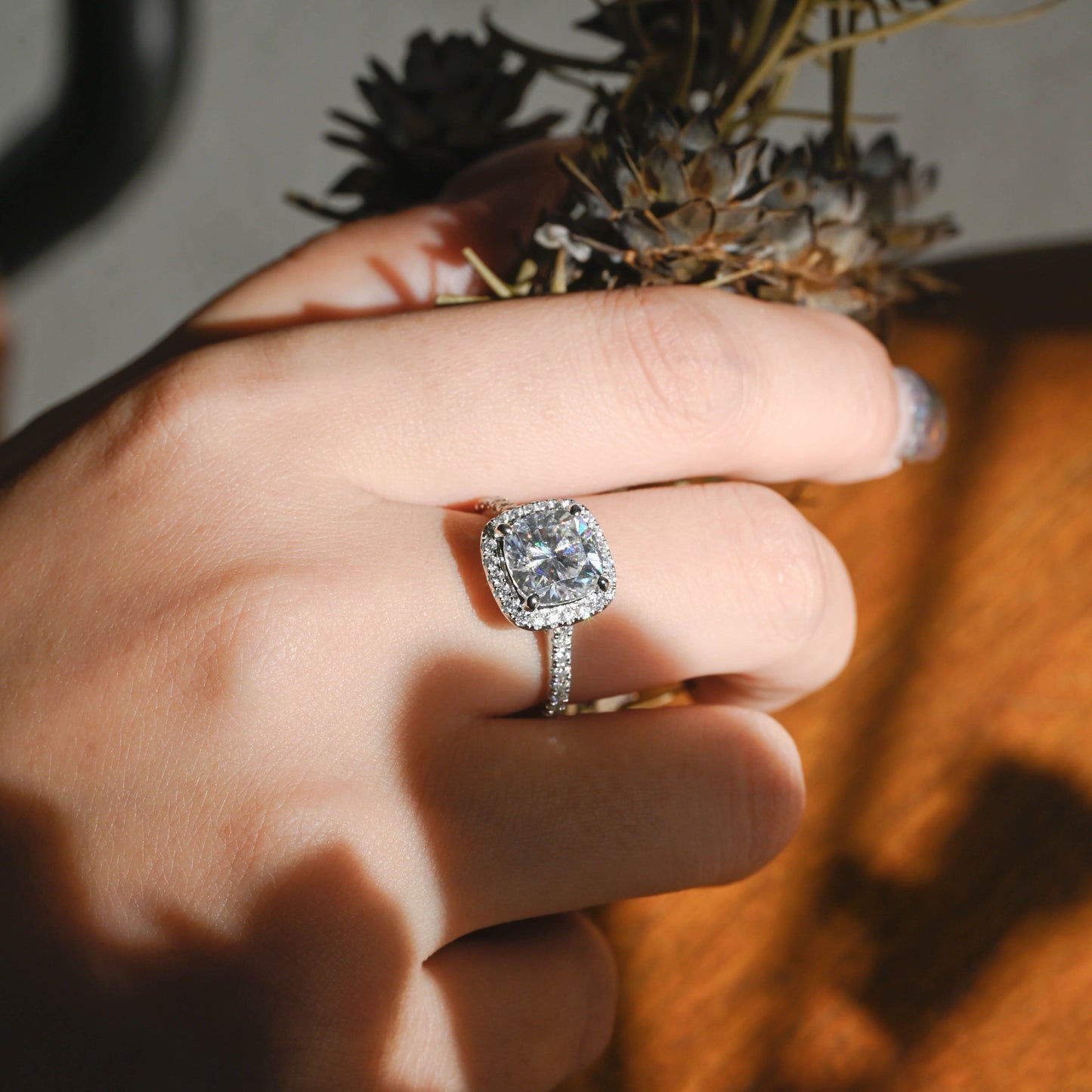 CausYou cushion cut moissanite engagement ring Solid Gold Cushion Cut Moissanite Engagement Ring, Promise Ring, Proposal Ring, Gift for Women Wife