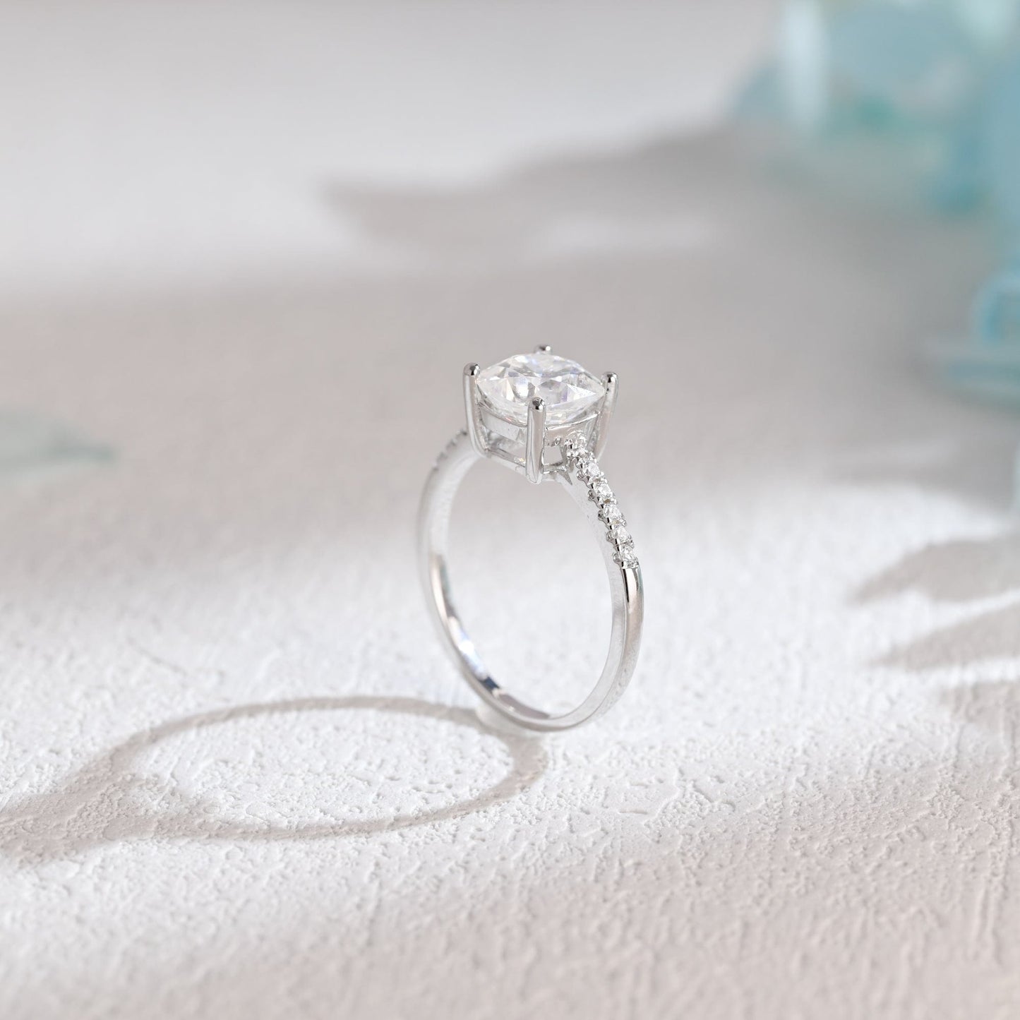 CausYou cushion cut moissanite engagement ring Solid Gold Cushion Cut Moissanite Engagement Ring, Promise Ring, Proposal Ring, Gift for Women Wife