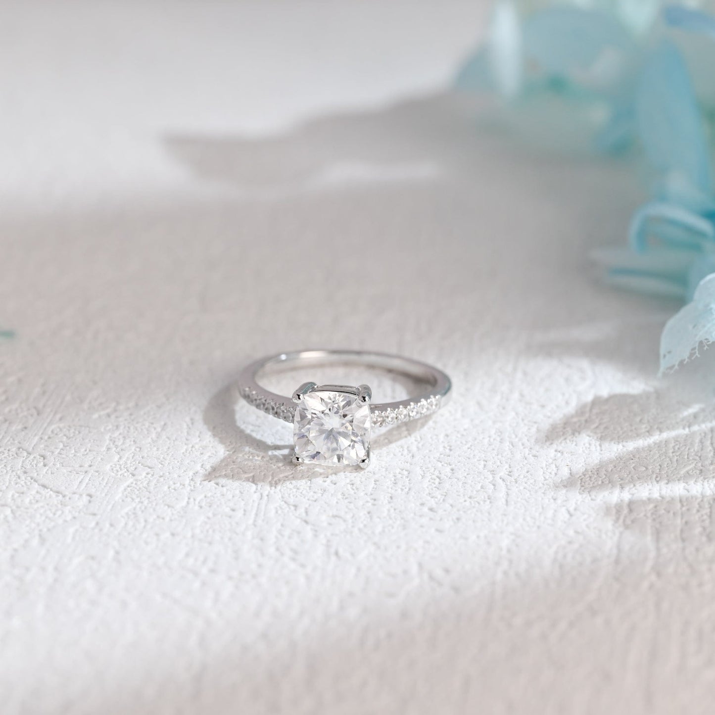 CausYou cushion cut moissanite engagement ring Solid Gold Cushion Cut Moissanite Engagement Ring, Promise Ring, Proposal Ring, Gift for Women Wife