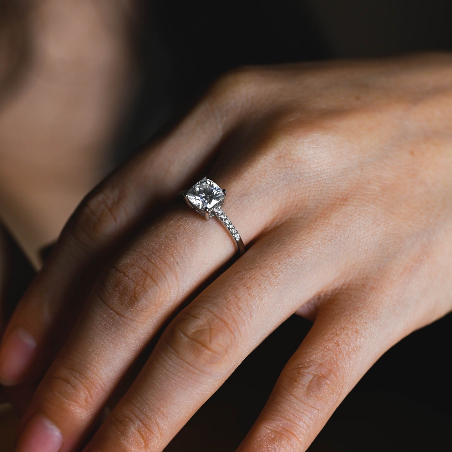 CausYou cushion cut moissanite engagement ring Solid Gold Cushion Cut Moissanite Engagement Ring, Promise Ring, Proposal Ring, Gift for Women Wife