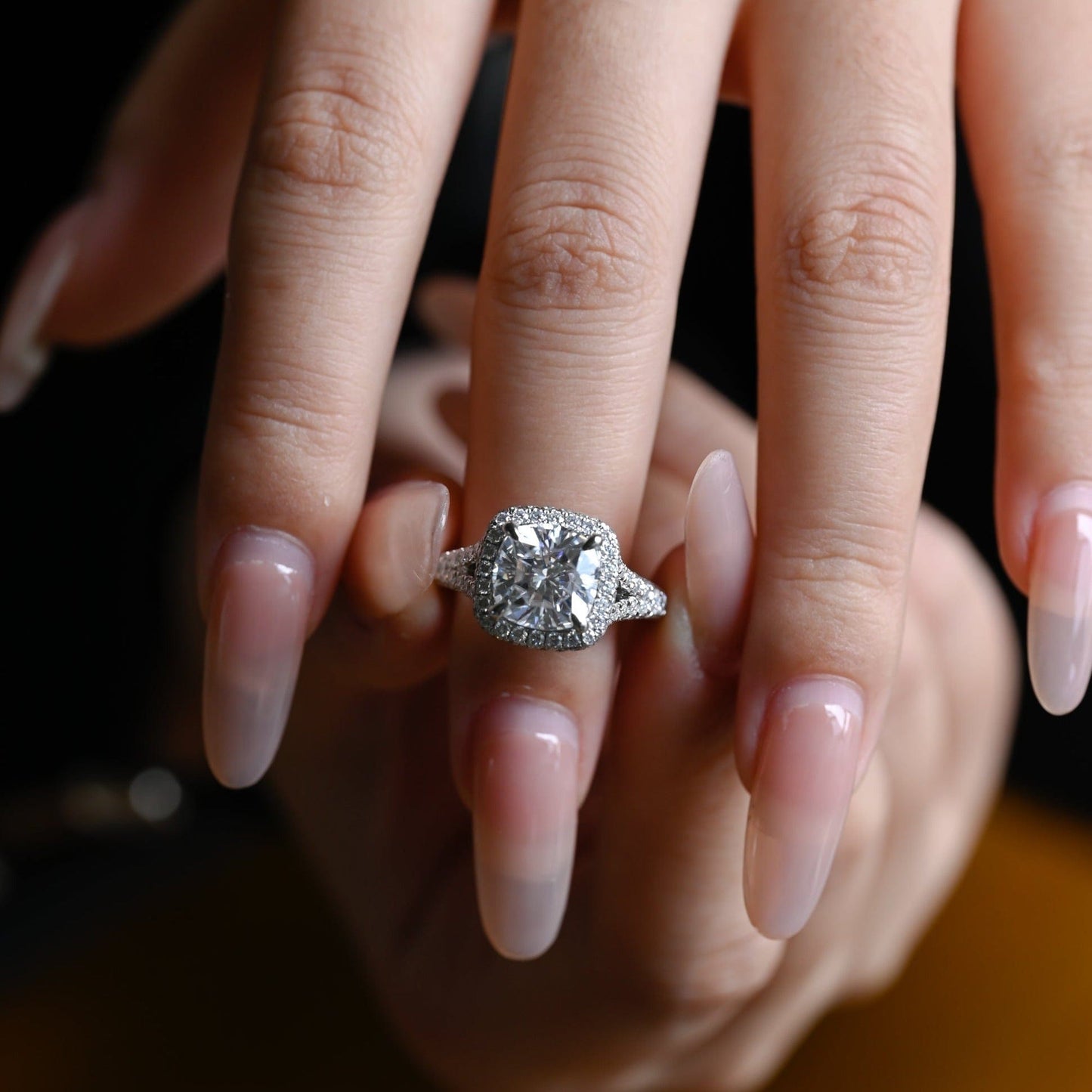 CausYou cushion cut moissanite engagement ring Solid Gold Cushion Cut Moissanite Engagement Ring, Vintage Promise Ring, Proposal Ring, Gift for Woman, Wife