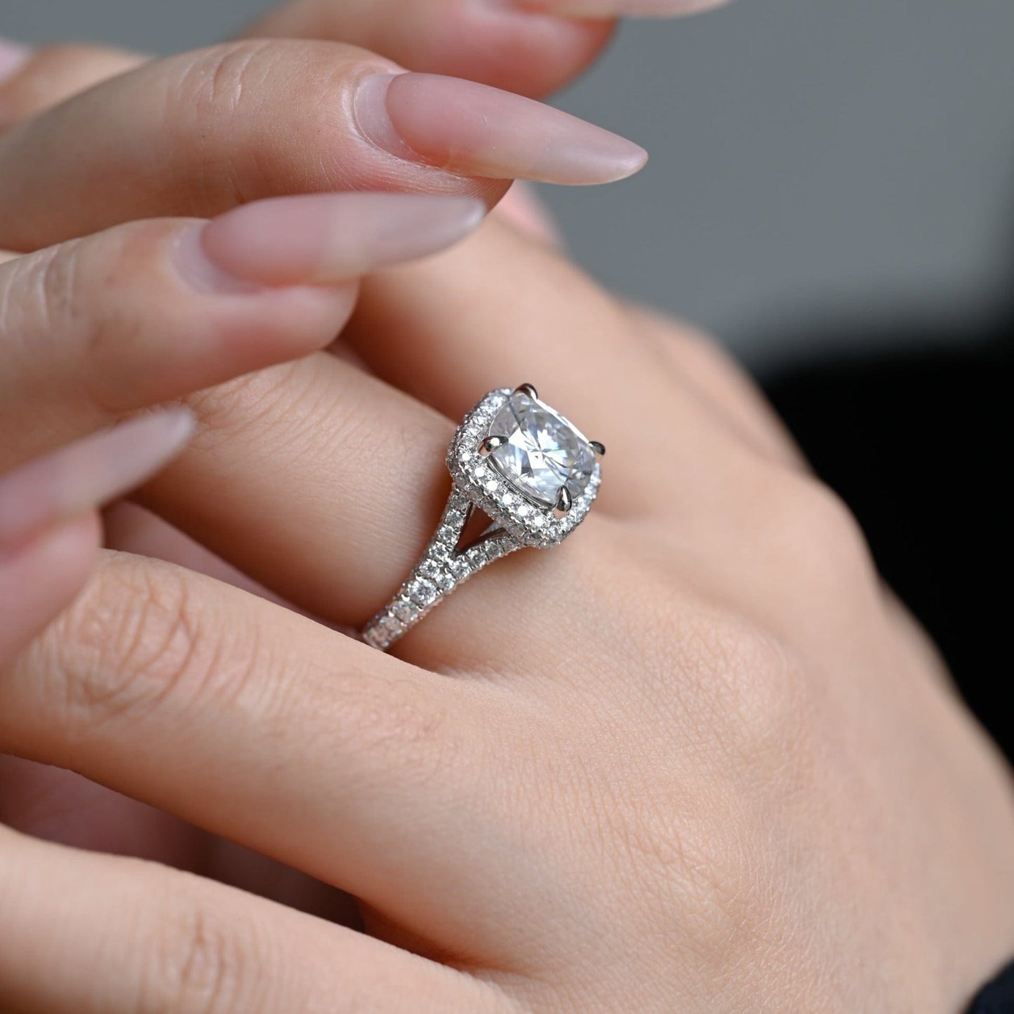 CausYou cushion cut moissanite engagement ring Solid Gold Cushion Cut Moissanite Engagement Ring, Vintage Promise Ring, Proposal Ring, Gift for Woman, Wife