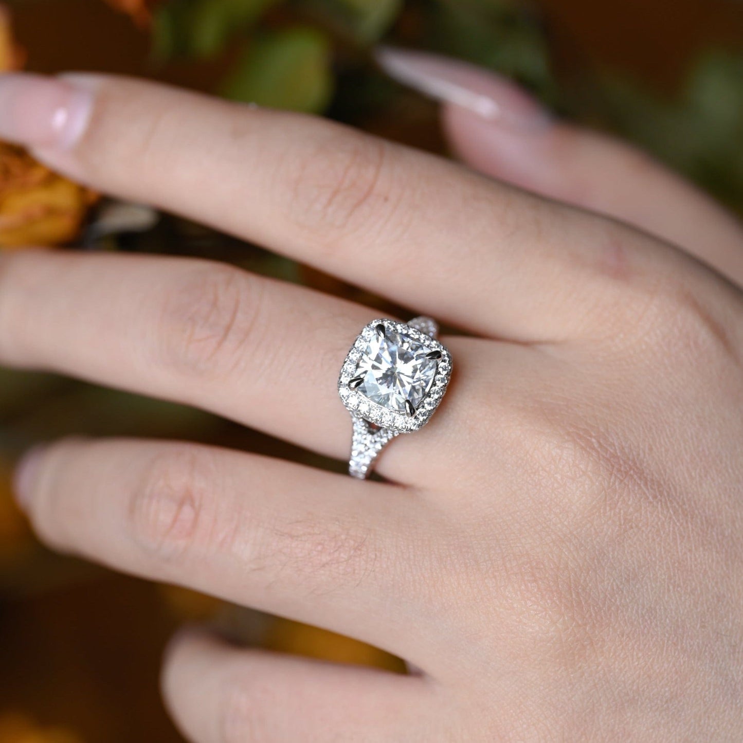 CausYou cushion cut moissanite engagement ring Solid Gold Cushion Cut Moissanite Engagement Ring, Vintage Promise Ring, Proposal Ring, Gift for Woman, Wife