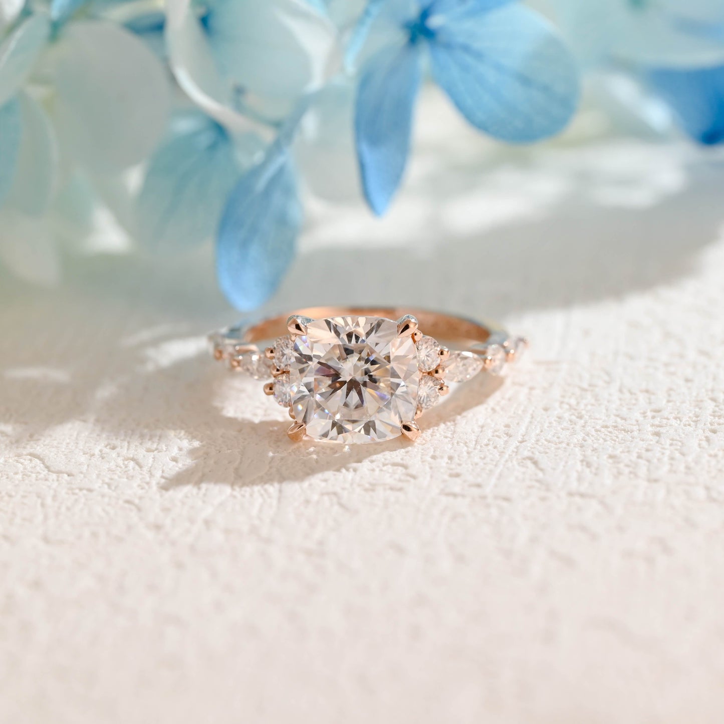 CausYou cushion cut moissanite engagement ring Solid Gold Cushion Cut Moissanite Engagement Ring, Vintage Promise Ring, Proposal Ring, Gift for Women Wife