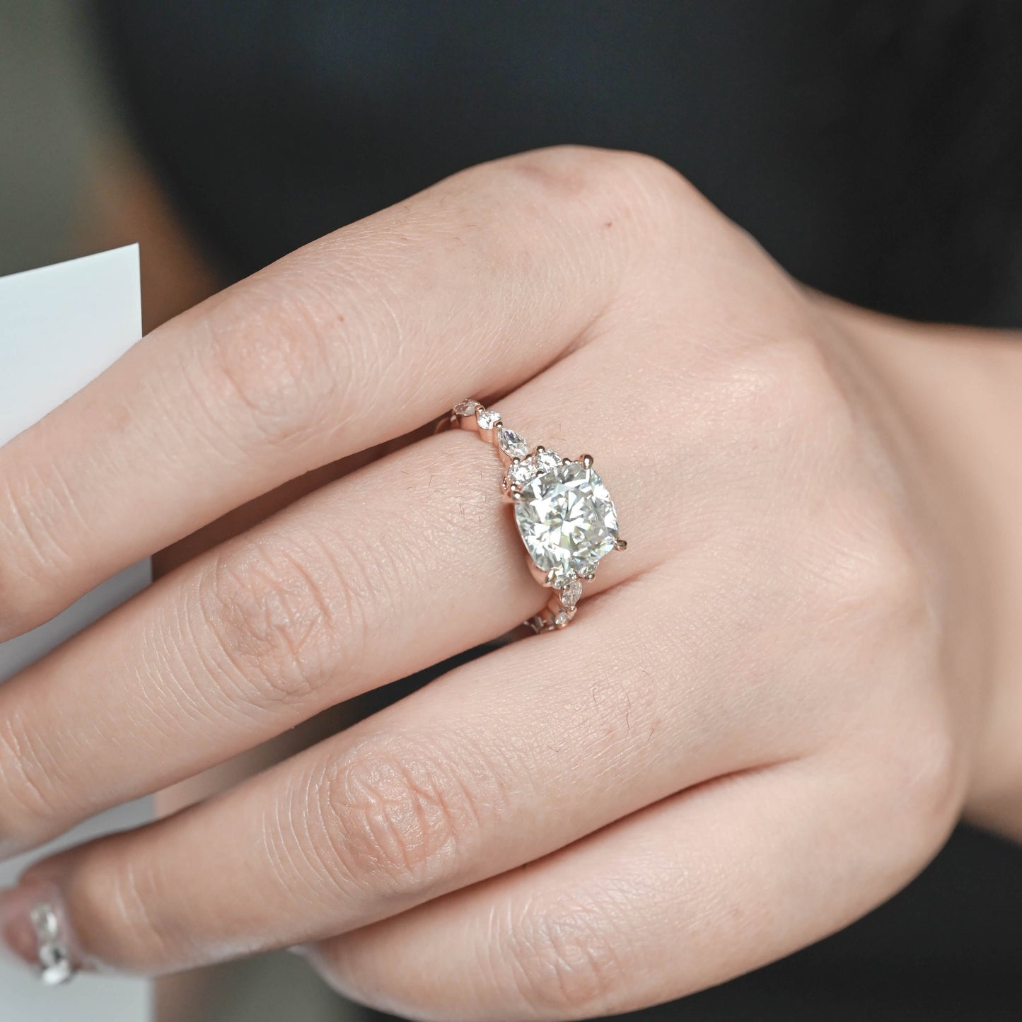 CausYou cushion cut moissanite engagement ring Solid Gold Cushion Cut Moissanite Engagement Ring, Vintage Promise Ring, Proposal Ring, Gift for Women Wife