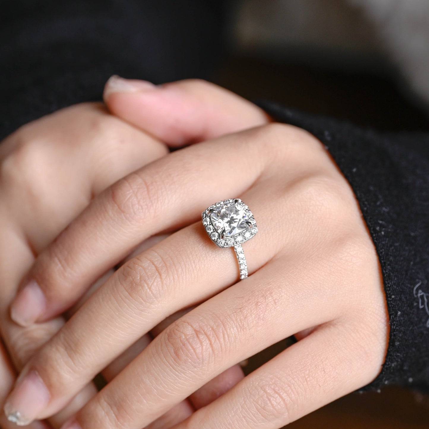 CausYou cushion cut moissanite engagement ring Solid Gold Cushion Cut Moissanite Engagement Ring, Vintage Wedding Ring, Promise Ring, Gift for Women Wife