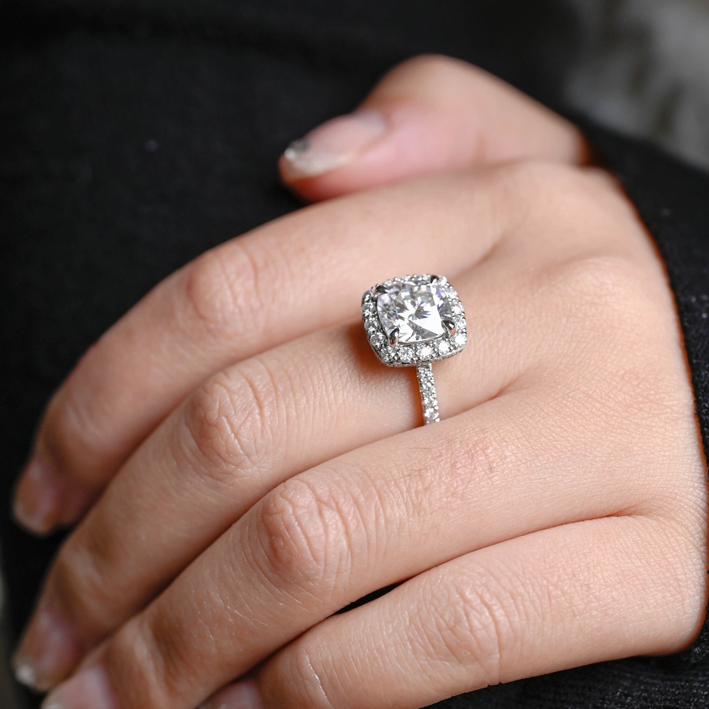 CausYou cushion cut moissanite engagement ring Solid Gold Cushion Cut Moissanite Engagement Ring, Vintage Wedding Ring, Promise Ring, Gift for Women Wife