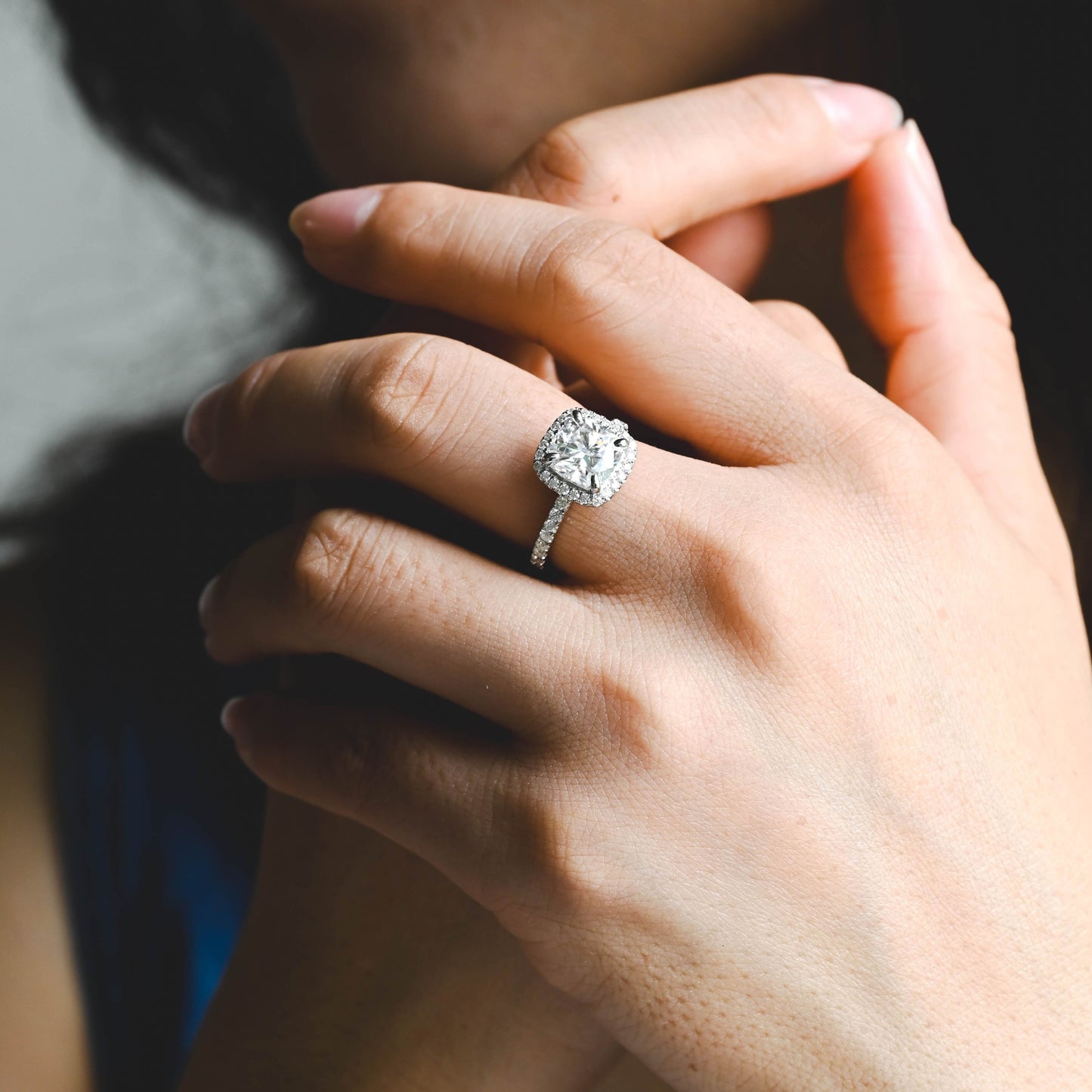 CausYou cushion cut moissanite engagement ring Solid Gold Cushion Cut Moissanite Engagement Ring, Wedding Ring, Promise Ring, Gift for Women Wife