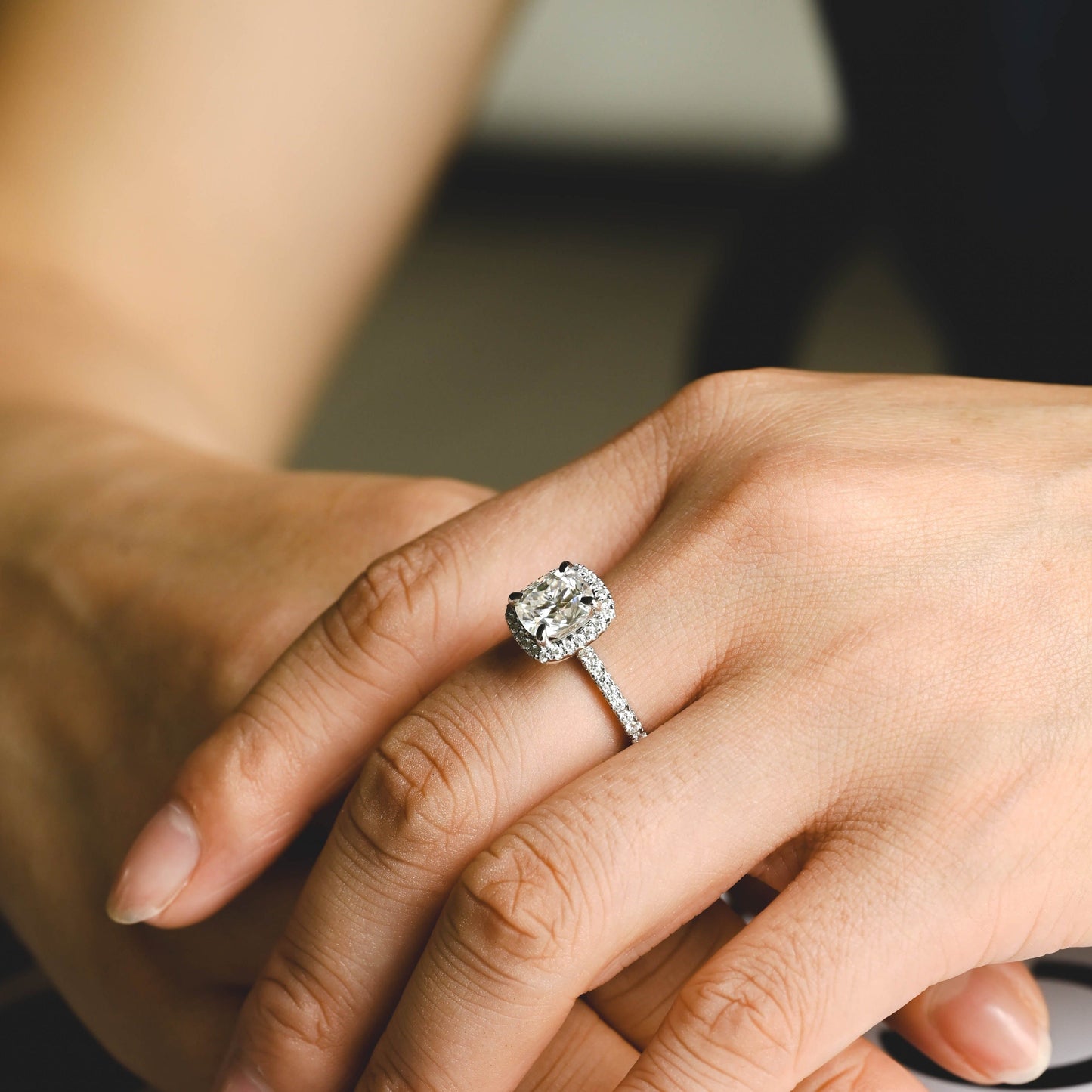 CausYou cushion cut moissanite engagement ring Solid Gold Cushion Cut Moissanite Engagement Ring, Wedding Ring, Promise Ring, Gift for Women Wife