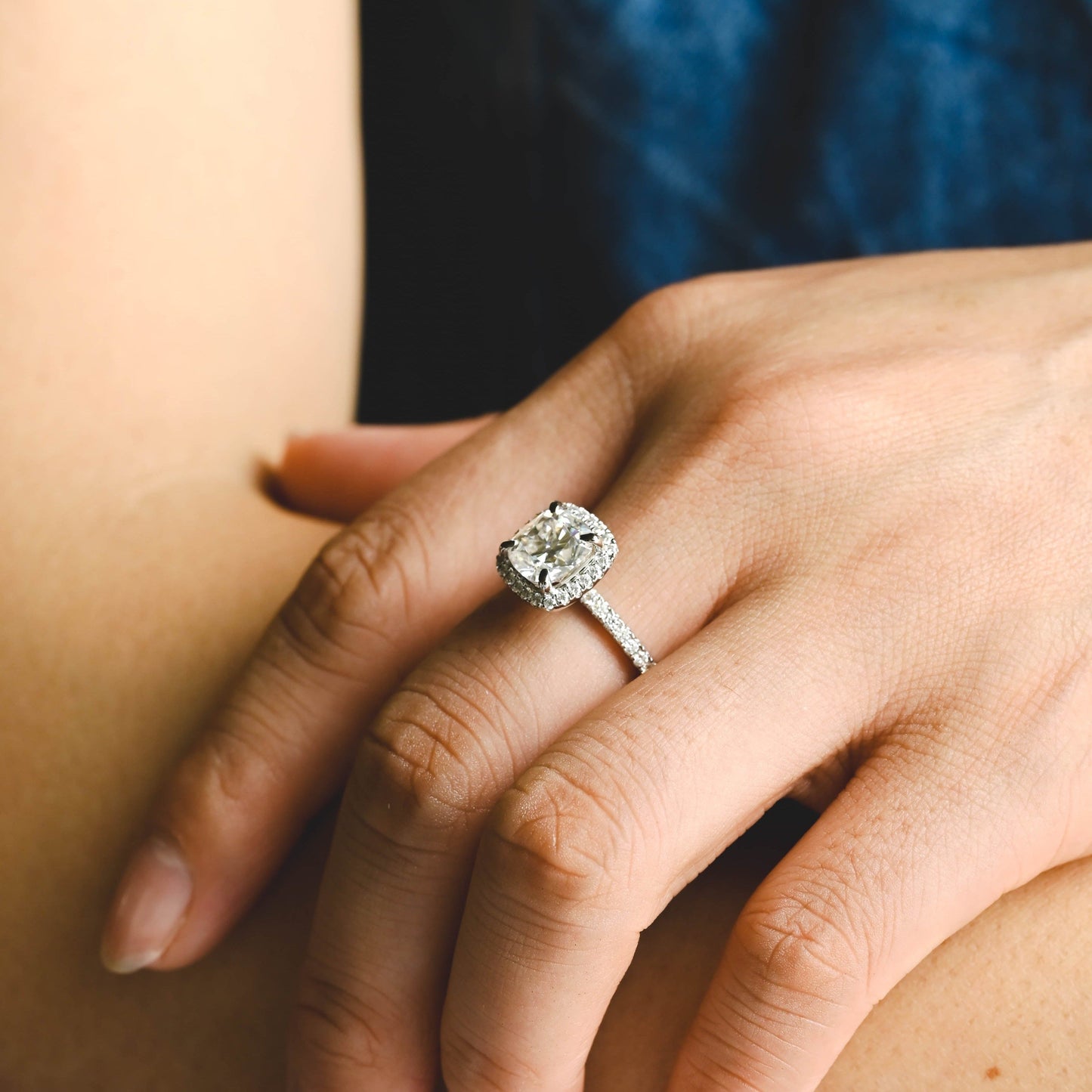 CausYou cushion cut moissanite engagement ring Solid Gold Cushion Cut Moissanite Engagement Ring, Wedding Ring, Promise Ring, Gift for Women Wife