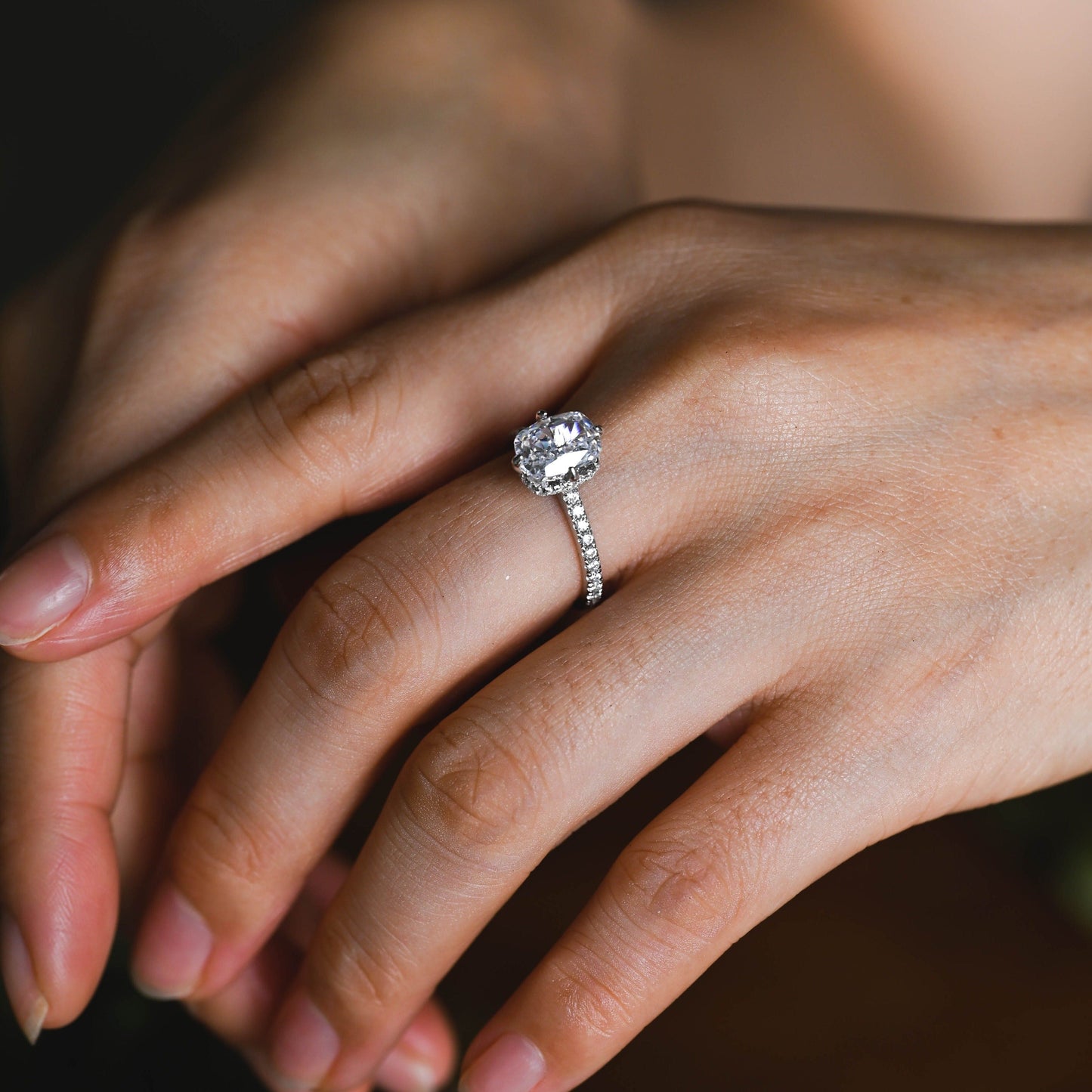 CausYou cushion cut moissanite engagement ring Solid Gold Elongated Cushion Cut Moissanite Engagement Ring, Promise Ring, Proposal Ring, Gift for Woman, Wife