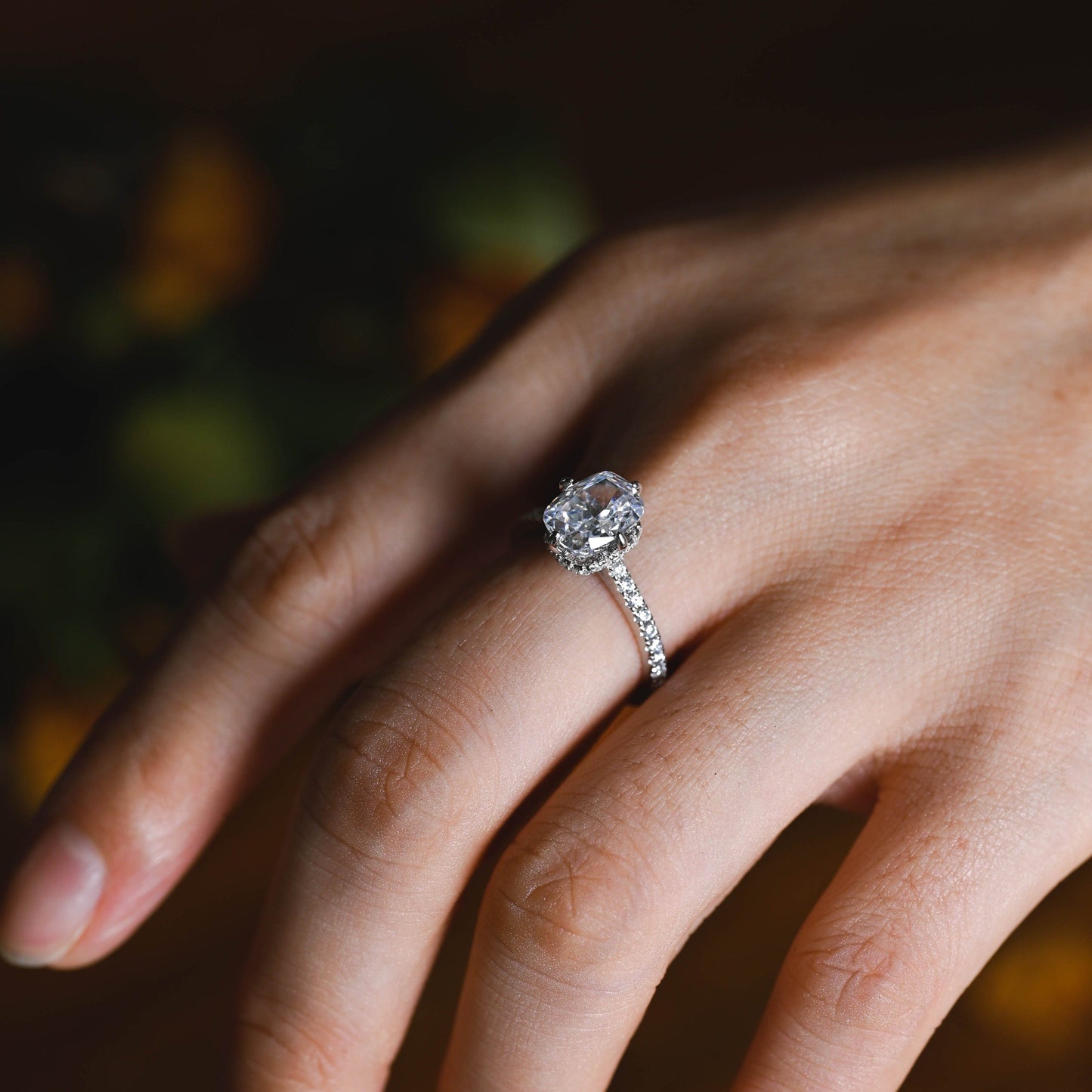 CausYou cushion cut moissanite engagement ring Solid Gold Elongated Cushion Cut Moissanite Engagement Ring, Promise Ring, Proposal Ring, Gift for Woman, Wife