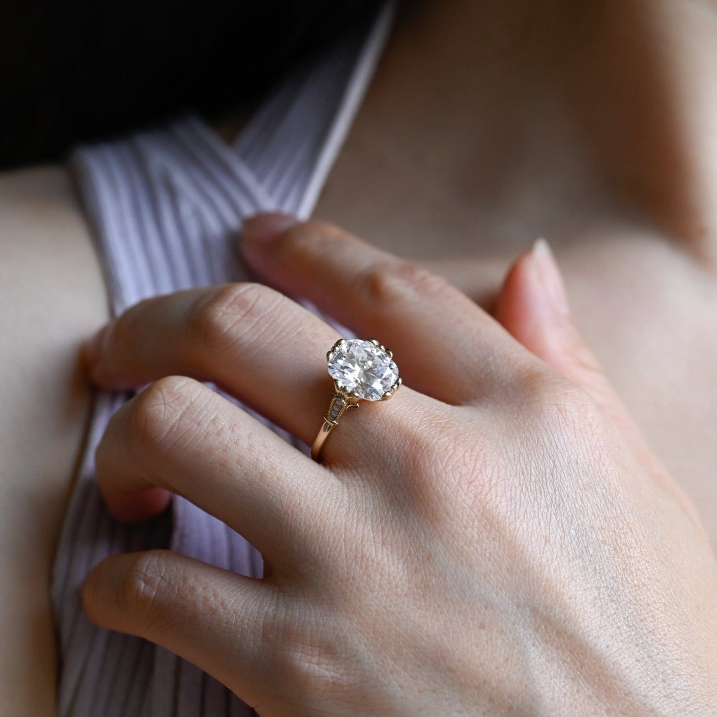 CausYou cushion cut moissanite engagement ring Solid Gold Filigree Old European Cushion Cut Moissanite Engagement Ring, Vintage Promise Ring, Gift