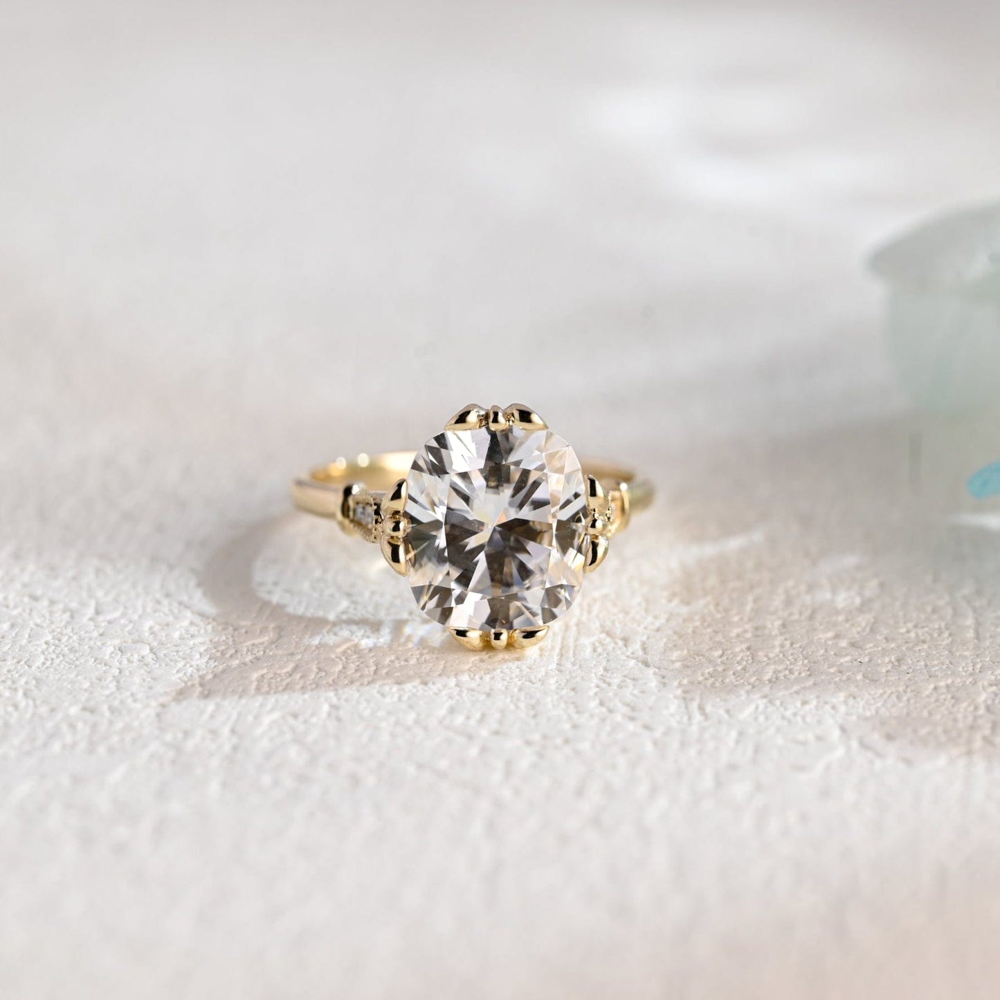 CausYou cushion cut moissanite engagement ring Solid Gold Filigree Old European Cushion Moissanite Engagement Ring, Vintage Promise Ring