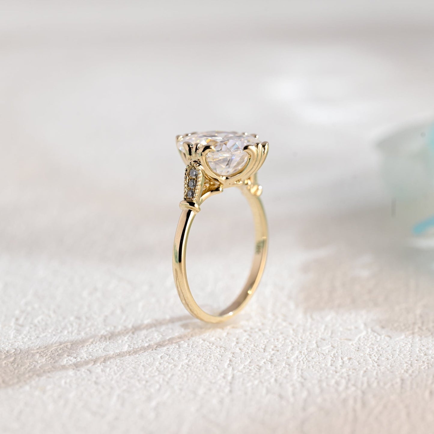 CausYou cushion cut moissanite engagement ring Solid Gold Filigree Old European Cushion Moissanite Engagement Ring, Vintage Promise Ring