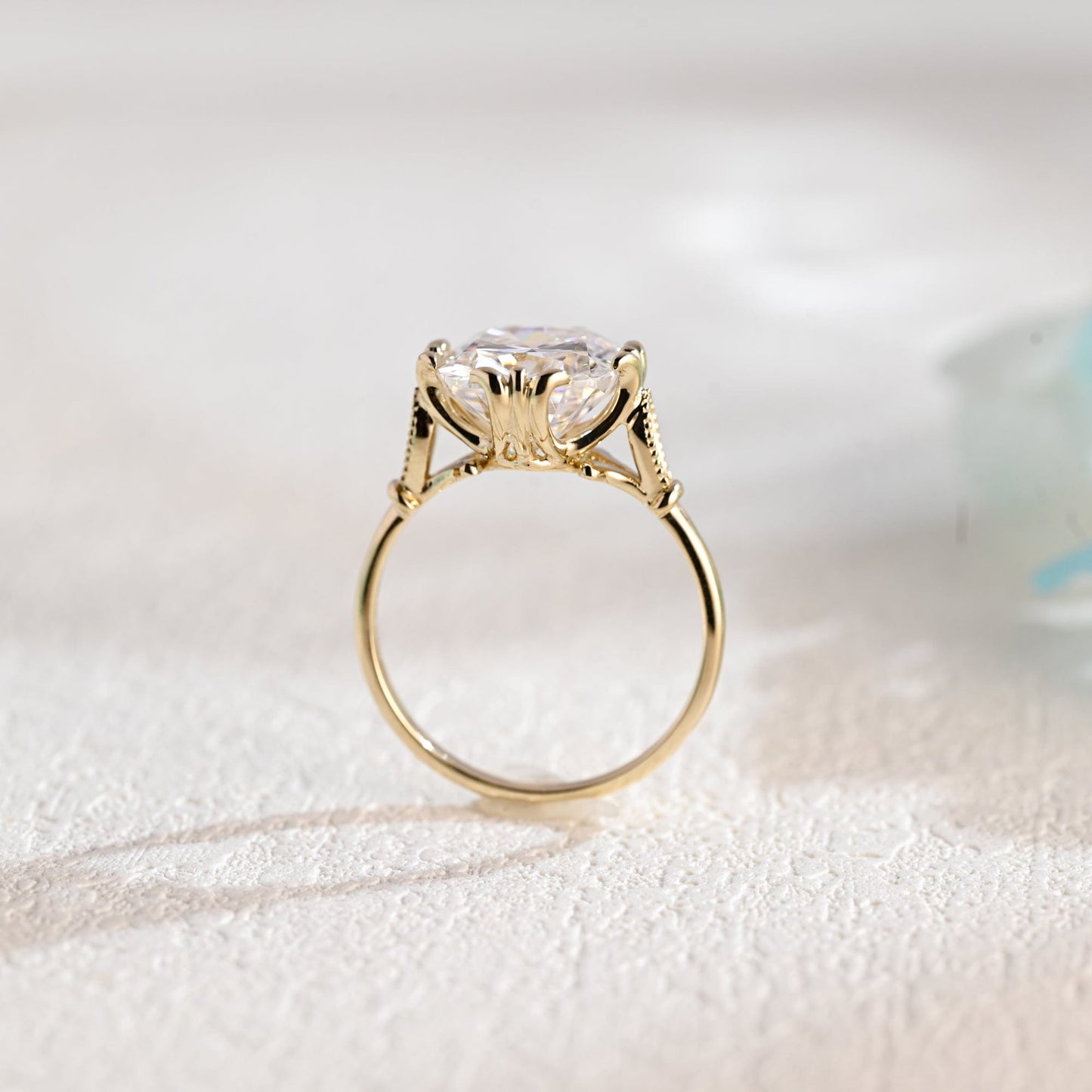 CausYou cushion cut moissanite engagement ring Solid Gold Filigree Old European Cushion Moissanite Engagement Ring, Vintage Promise Ring