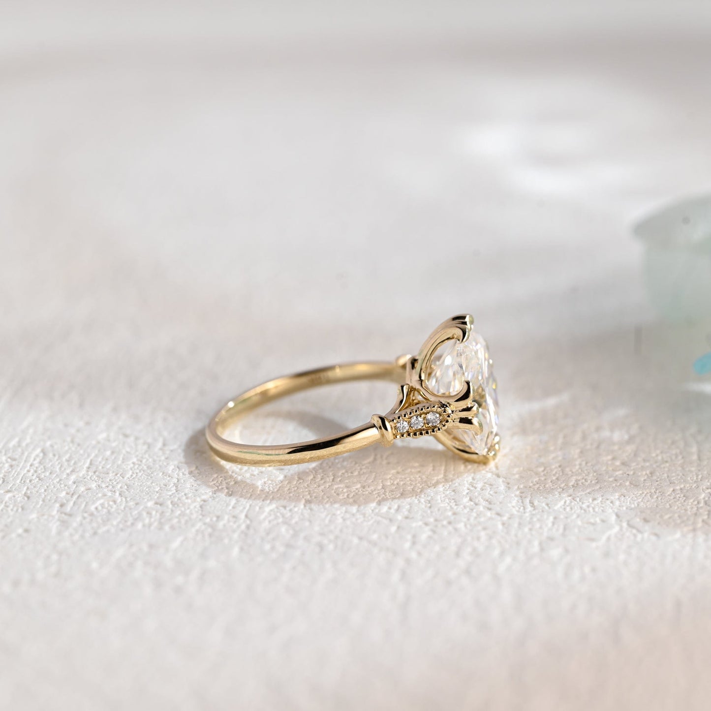 CausYou cushion cut moissanite engagement ring Solid Gold Filigree Old European Cushion Moissanite Engagement Ring, Vintage Promise Ring