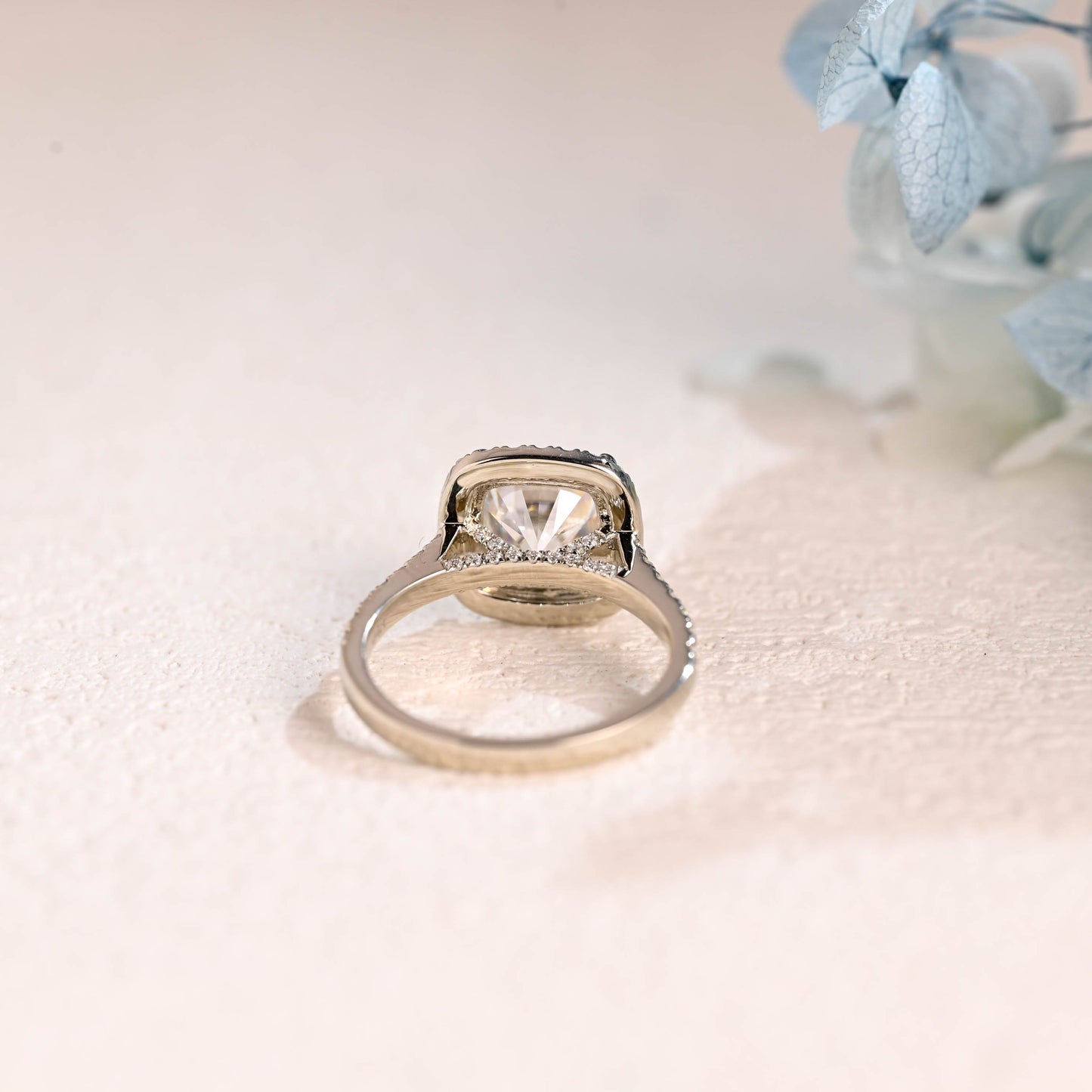 CausYou cushion cut moissanite engagement ring Solid Gold Half Eternity Cushion Cut Moissanite Engagement Ring