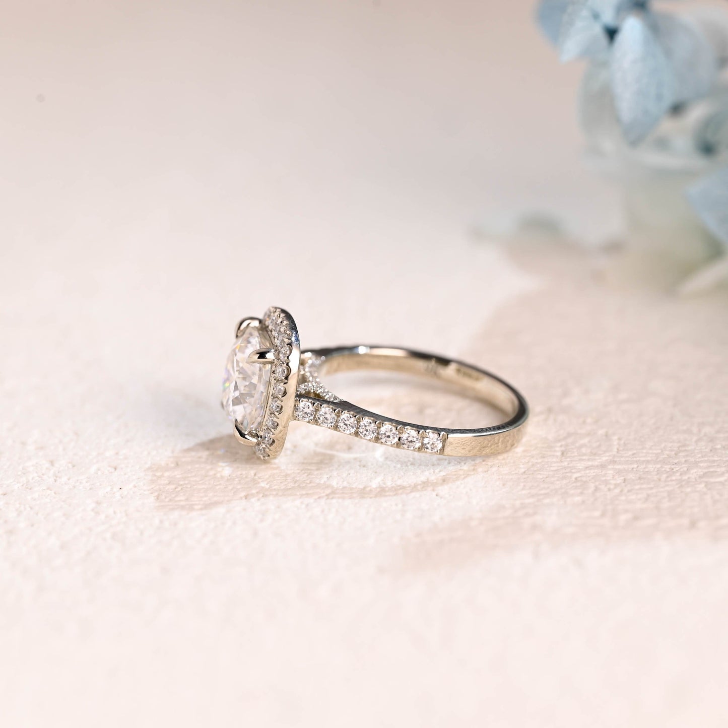 CausYou cushion cut moissanite engagement ring Solid Gold Half Eternity Cushion Cut Moissanite Engagement Ring