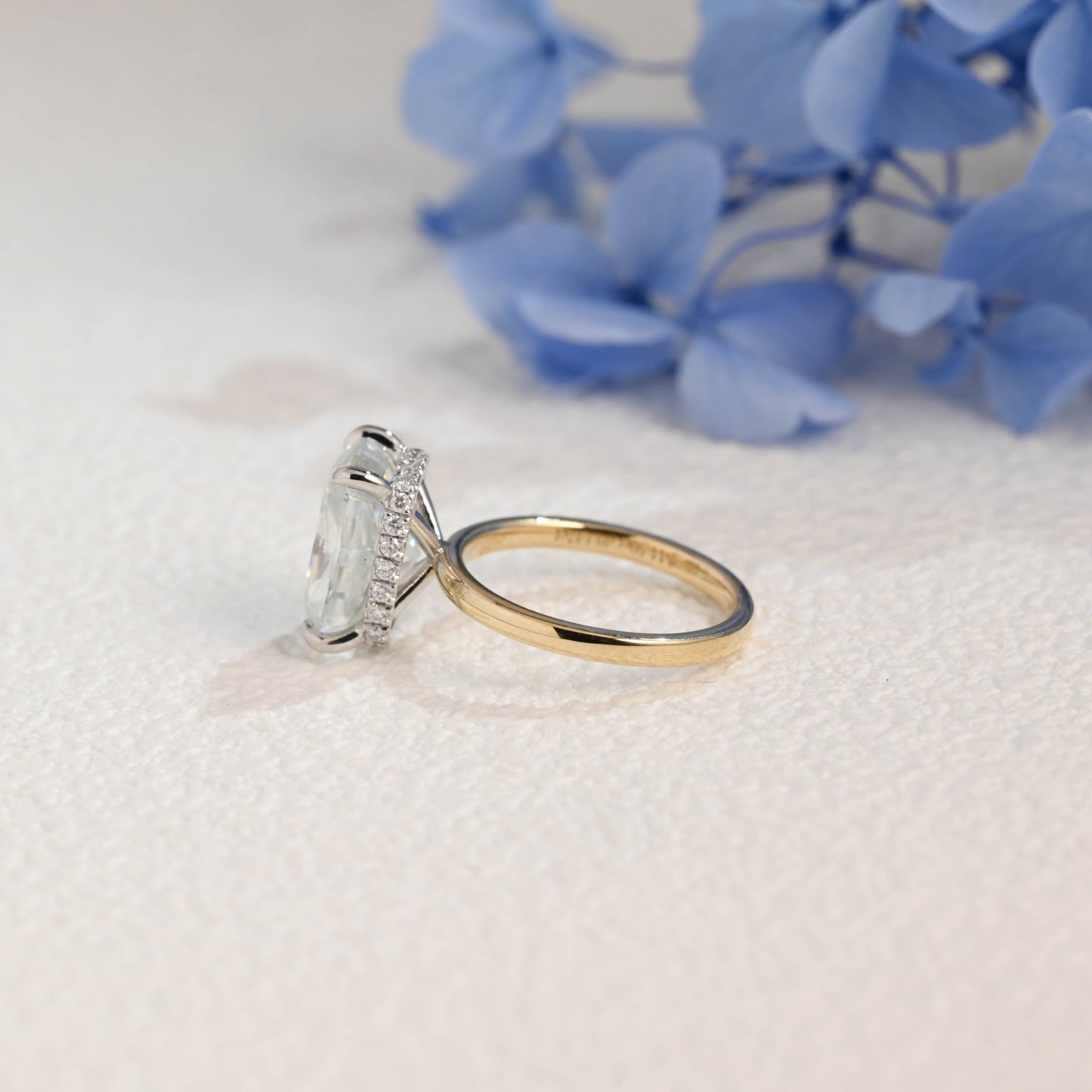 CausYou cushion cut moissanite engagement ring Solid Gold Hidden Halo Crushed Ice Elongated Cushion Cut Moissanite Engagement Ring (Copy)