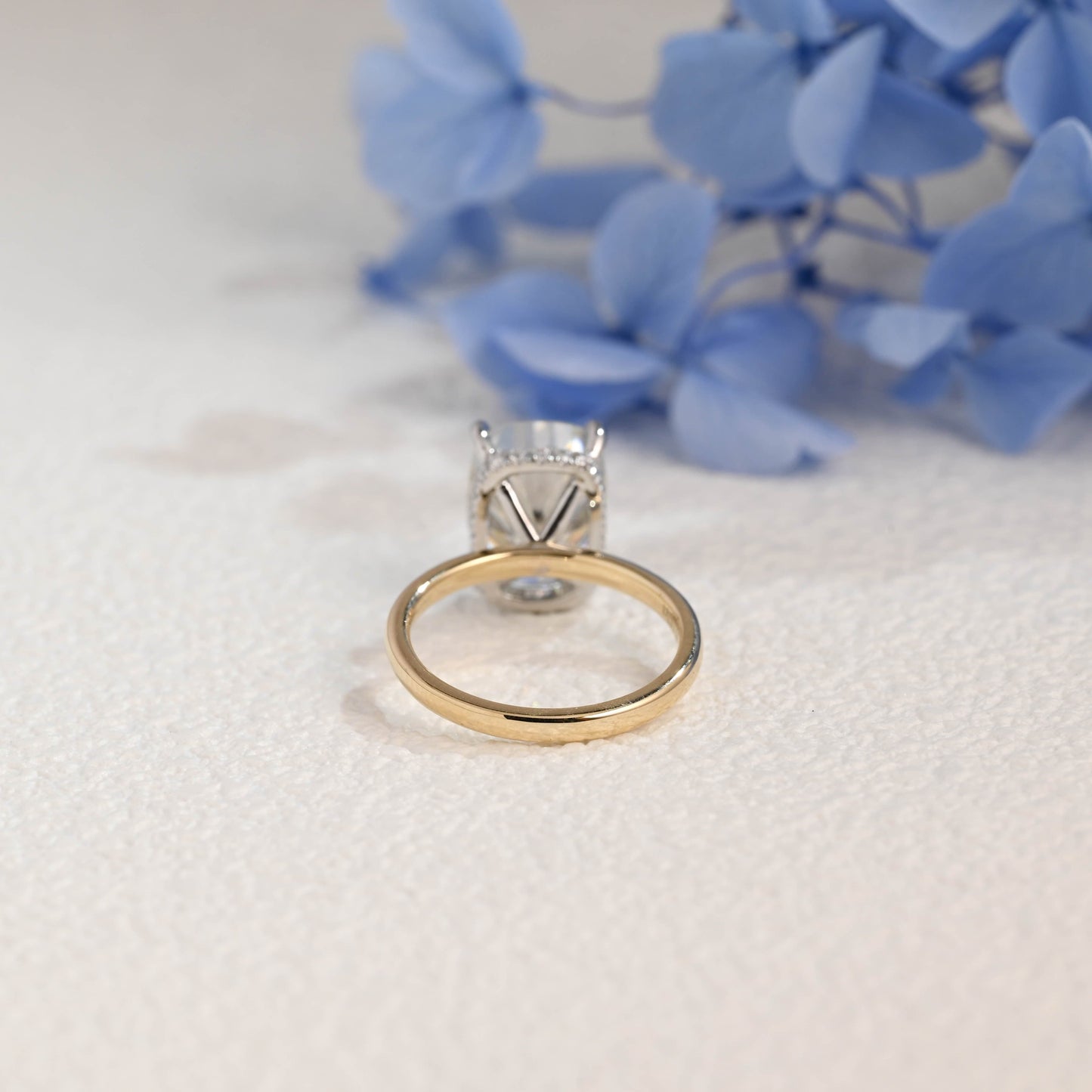 CausYou cushion cut moissanite engagement ring Solid Gold Hidden Halo Crushed Ice Elongated Cushion Cut Moissanite Engagement Ring (Copy)