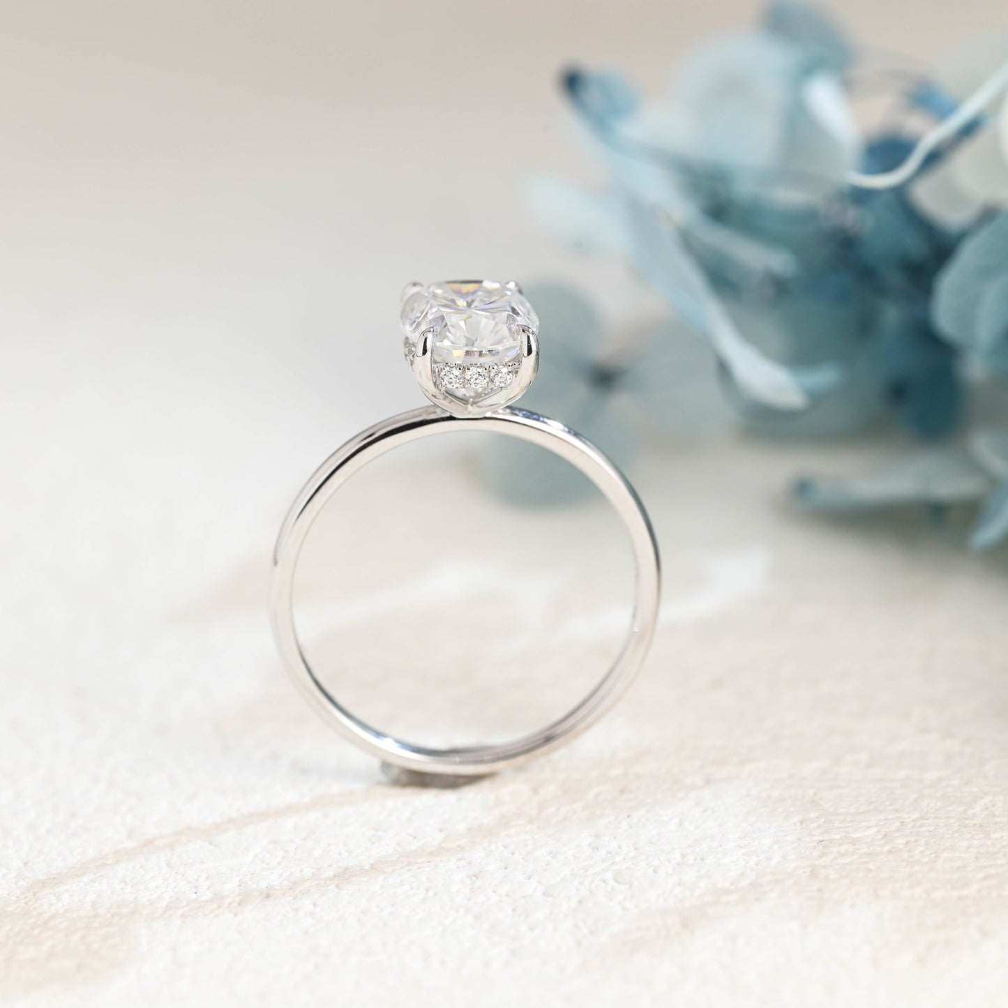 CausYou cushion cut moissanite engagement ring Solid Gold Hidden Halo Elongated Cushion Cut Moissanite Engagement Ring