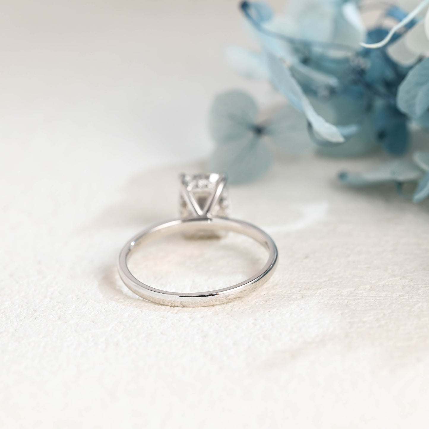 CausYou cushion cut moissanite engagement ring Solid Gold Hidden Halo Elongated Cushion Cut Moissanite Engagement Ring
