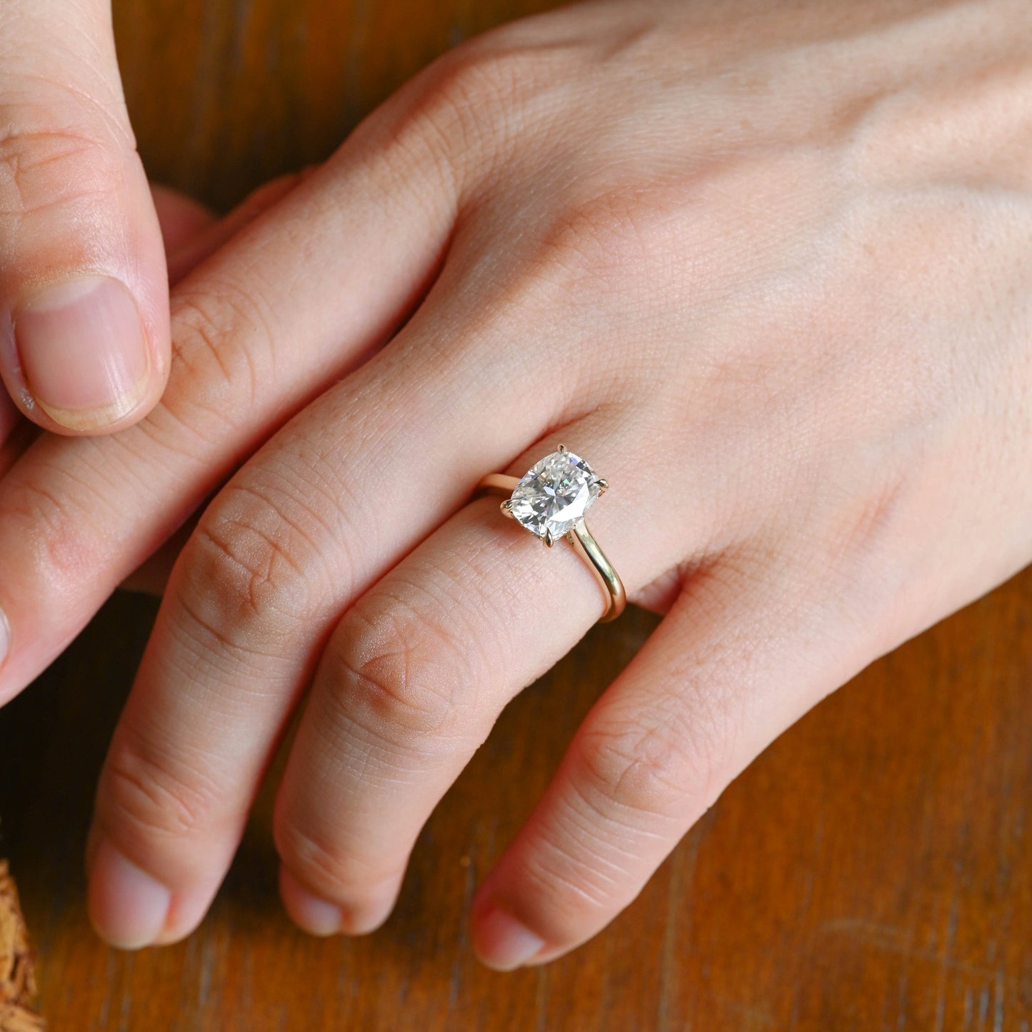 CausYou cushion cut moissanite engagement ring Solid Gold Hidden Halo Elongated Cushion Cut Moissanite Engagement Ring (Copy)