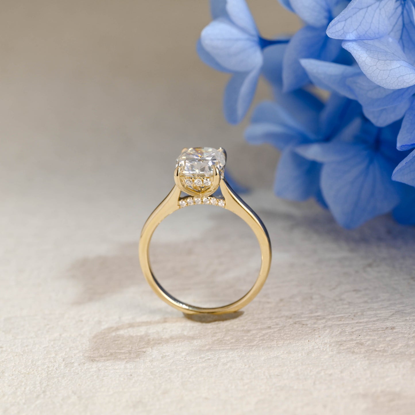 CausYou cushion cut moissanite engagement ring Solid Gold Hidden Halo Elongated Cushion Cut Moissanite Engagement Ring (Copy)